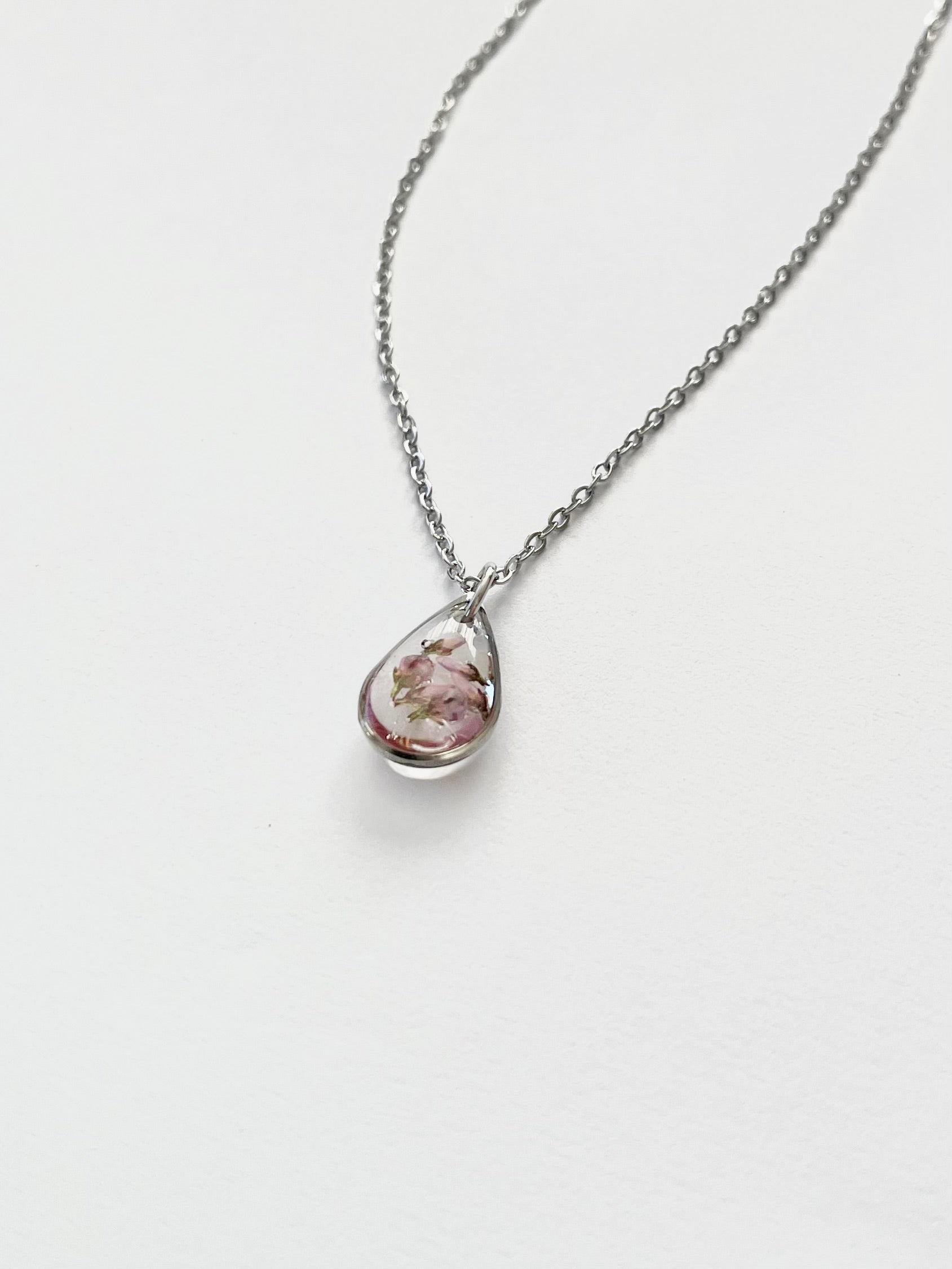 Silver Drop Scottish Heather Necklace (Small)