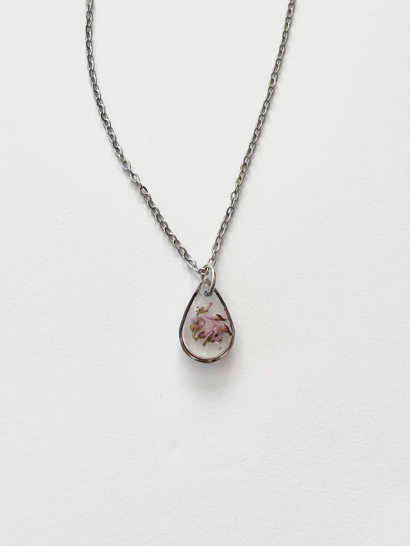 Silver Drop Scottish Heather Necklace (Small)