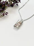 Silver Rectangular Scottish Heather Necklace (Medium)