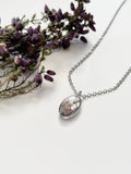Silver Oval Scottish Heather Necklace (Small)