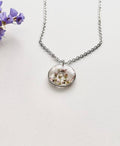 Silver Round Scottish Heather Necklace (Small)