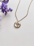 Gold Round Scottish Heather Necklace (Small)