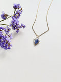 Gold Diamond Blue Flower Necklace (Small)
