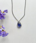 Silver Drop Blue Flower Necklace (Small)