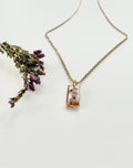 Gold Rectangular Scottish Heather Necklace (Small)