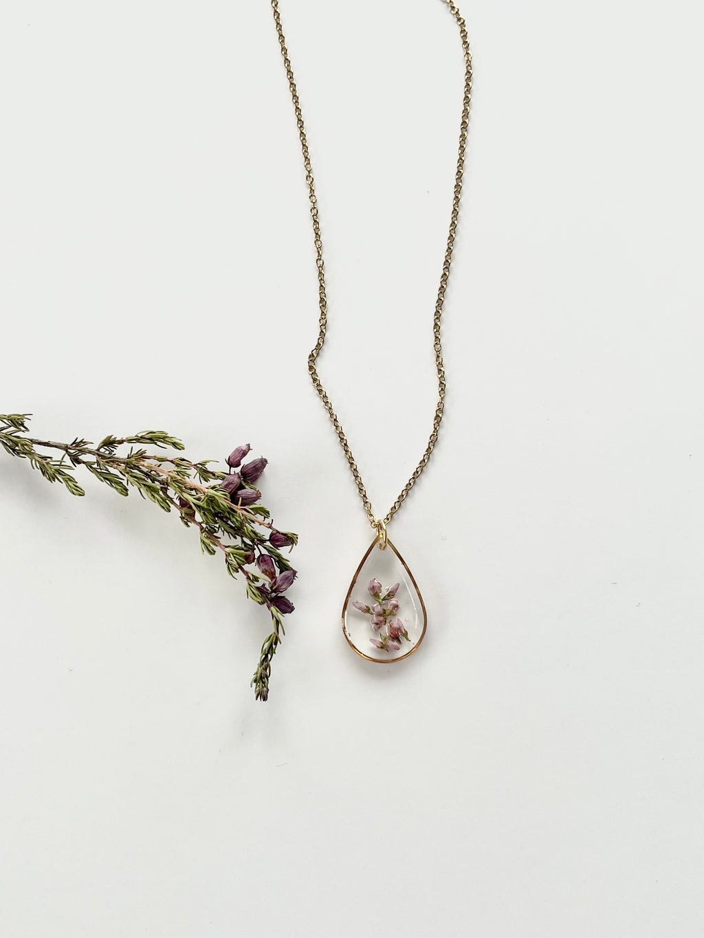Gold Drop Scottish Heather Necklace (Large)