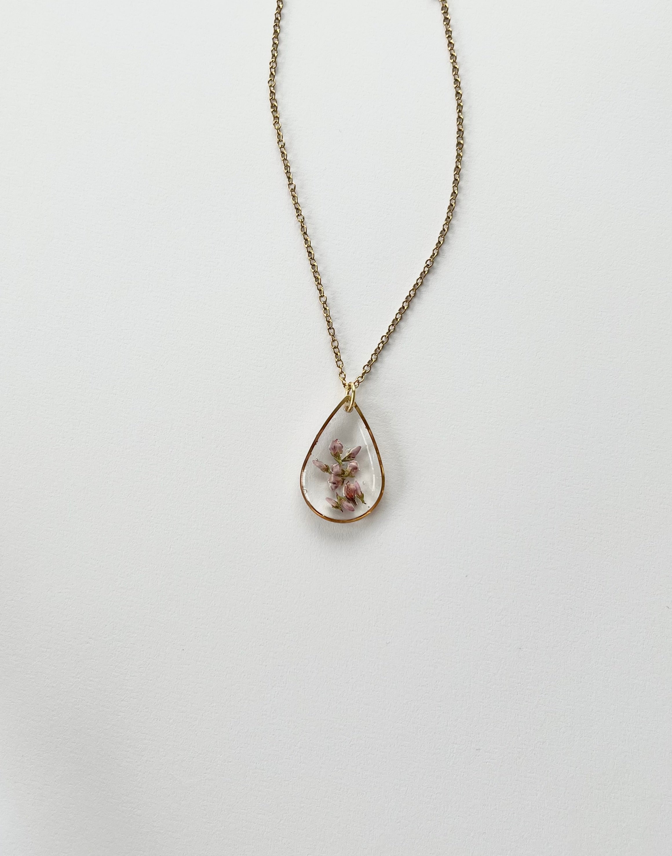 Gold Drop Scottish Heather Necklace (Large)