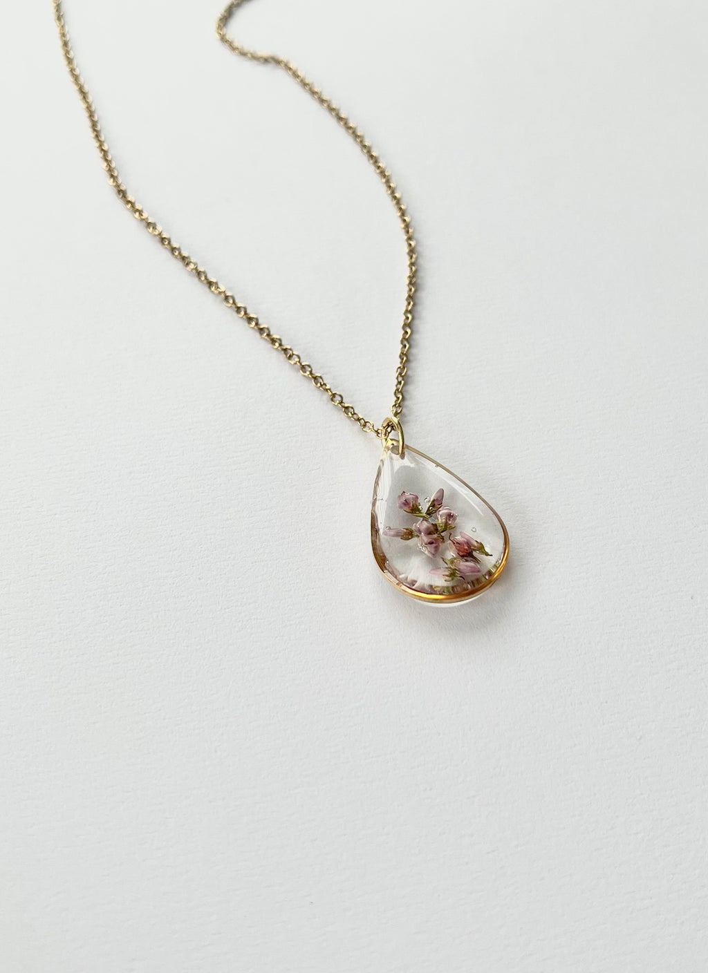 Gold Drop Scottish Heather Necklace (Large)