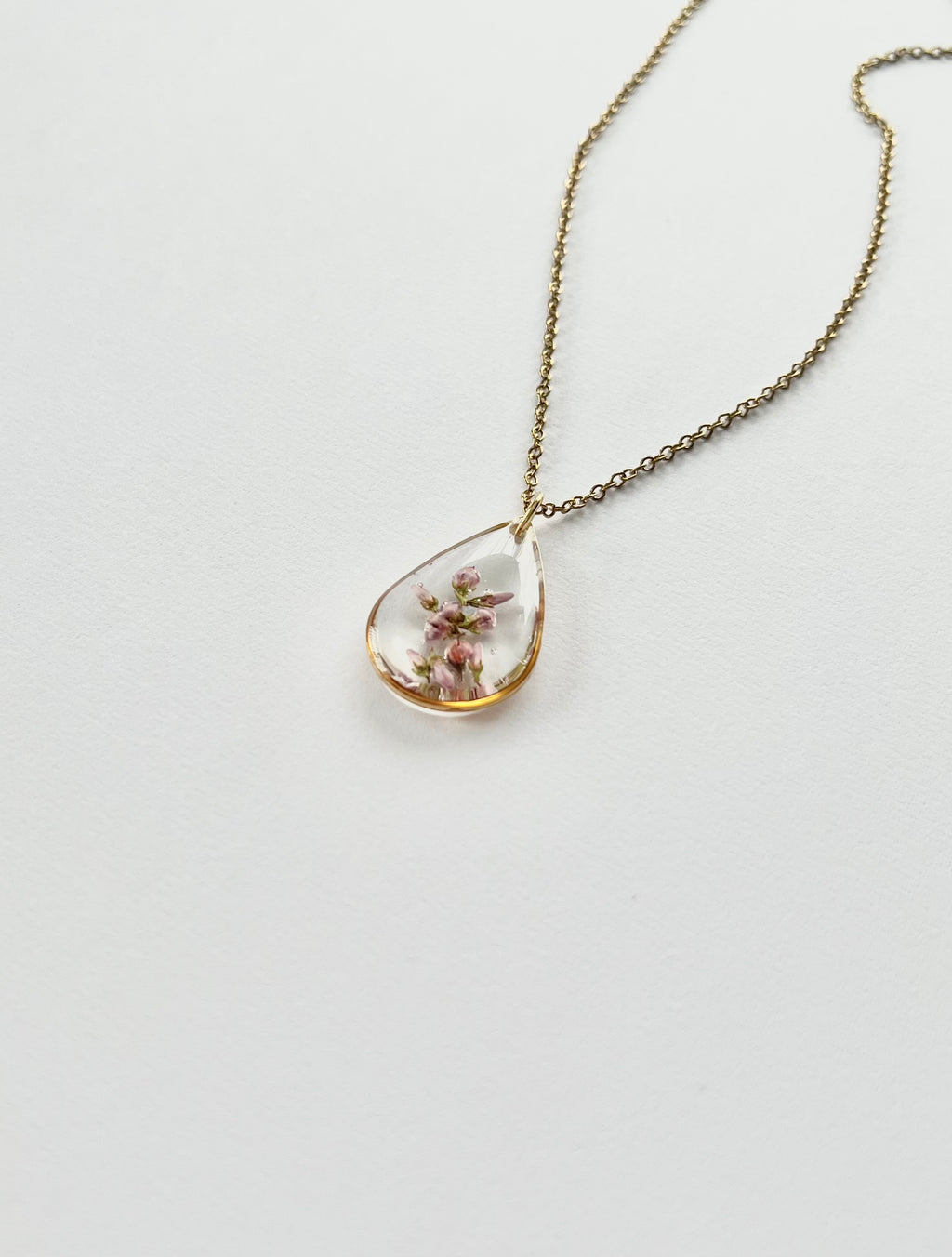 Gold Drop Scottish Heather Necklace (Large)