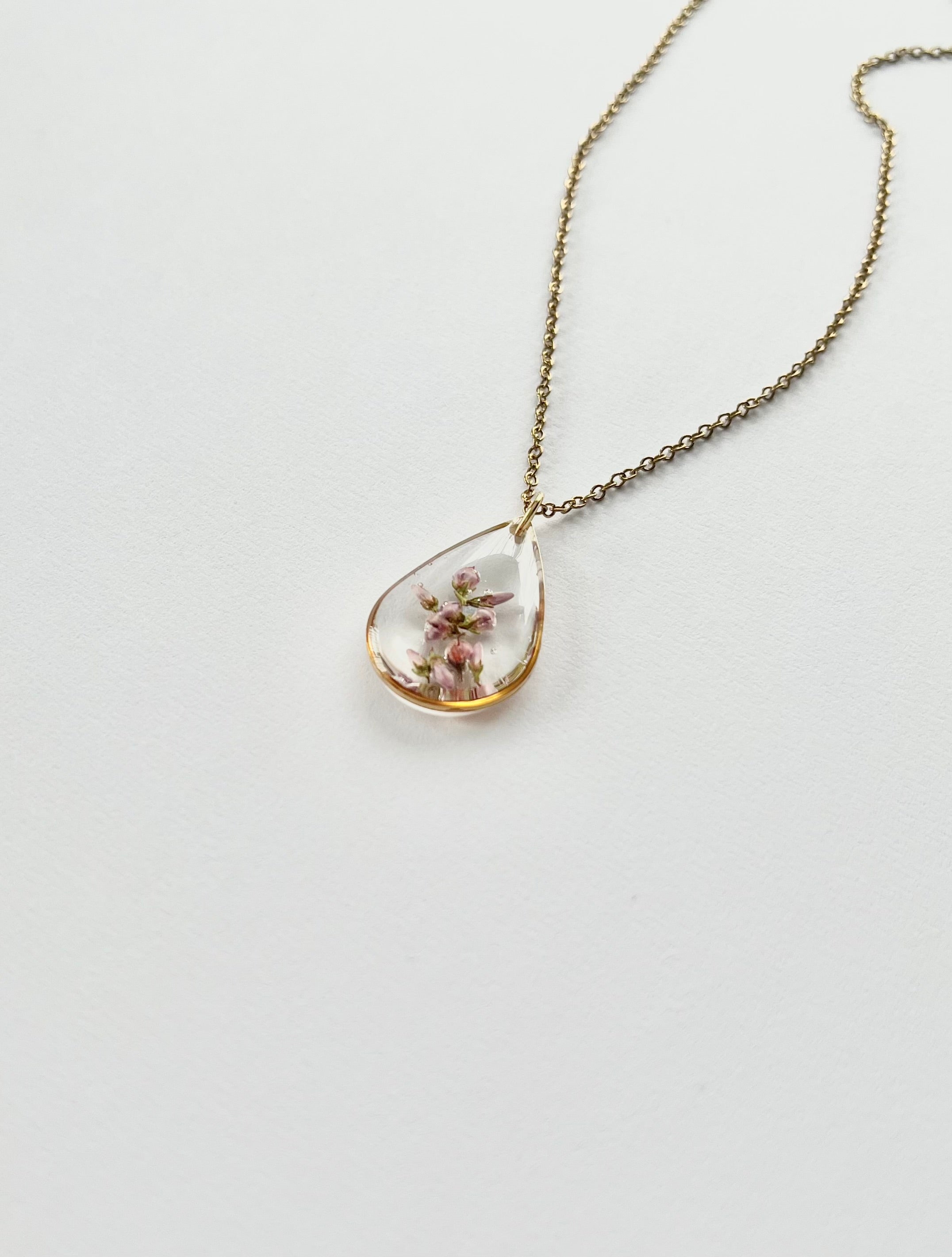 Gold Drop Scottish Heather Necklace (Large)