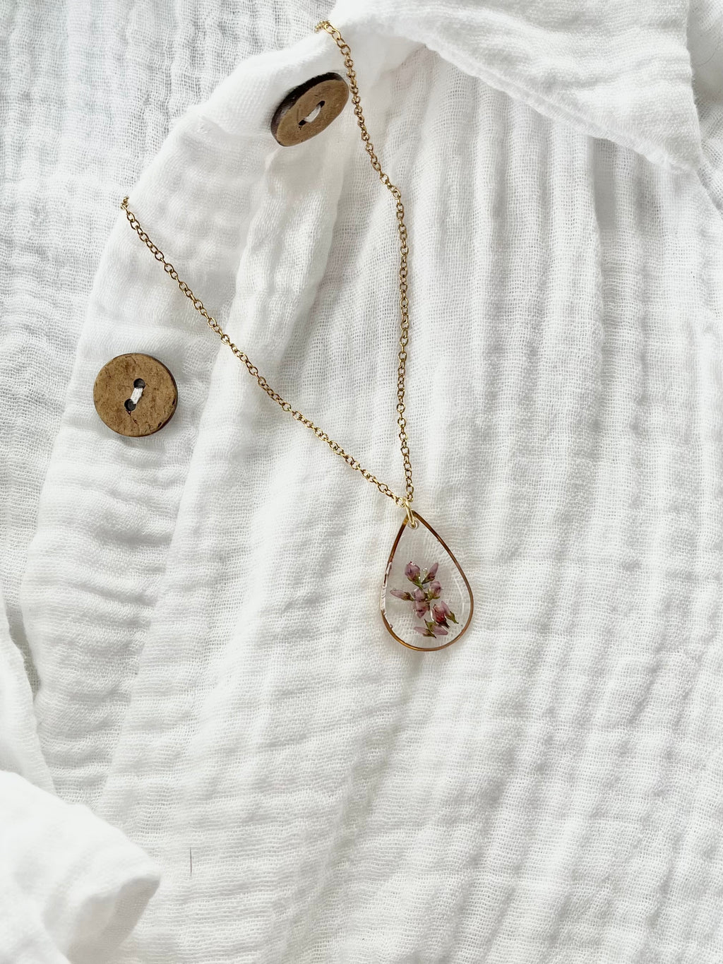 Gold Drop Scottish Heather Necklace (Large)