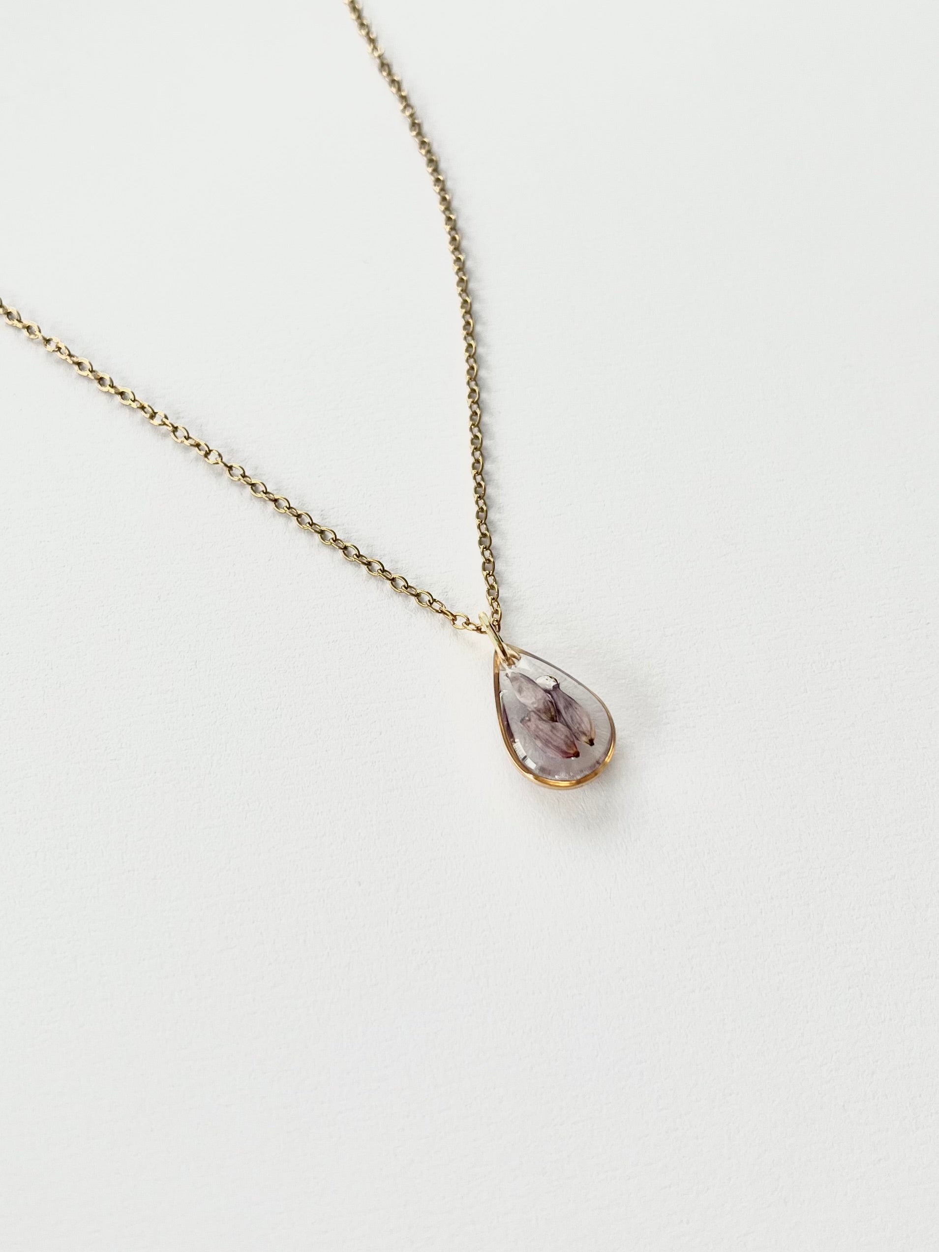 Gold Drop Scottish Heather Necklace (Small)