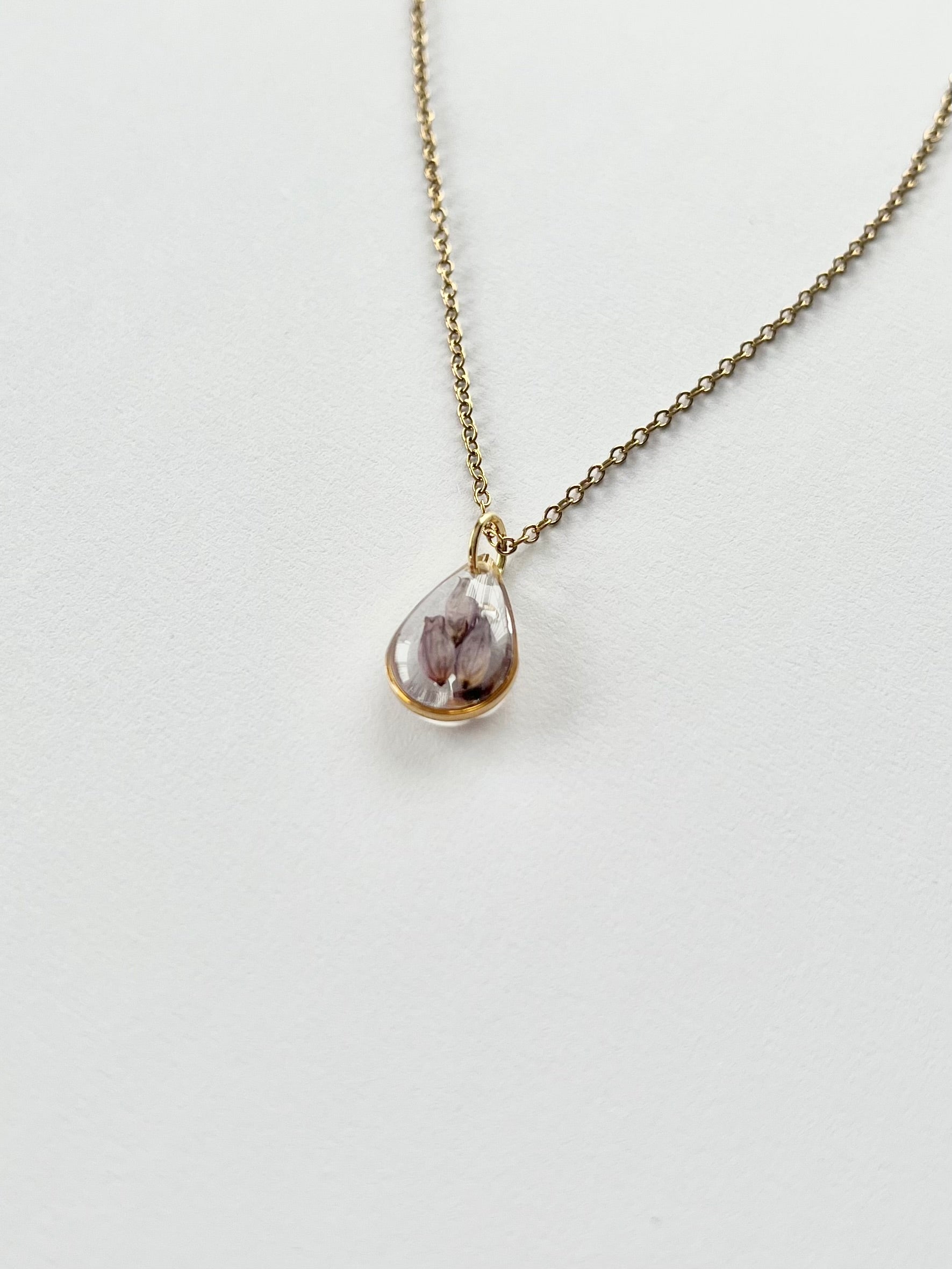 Gold Drop Scottish Heather Necklace (Small)