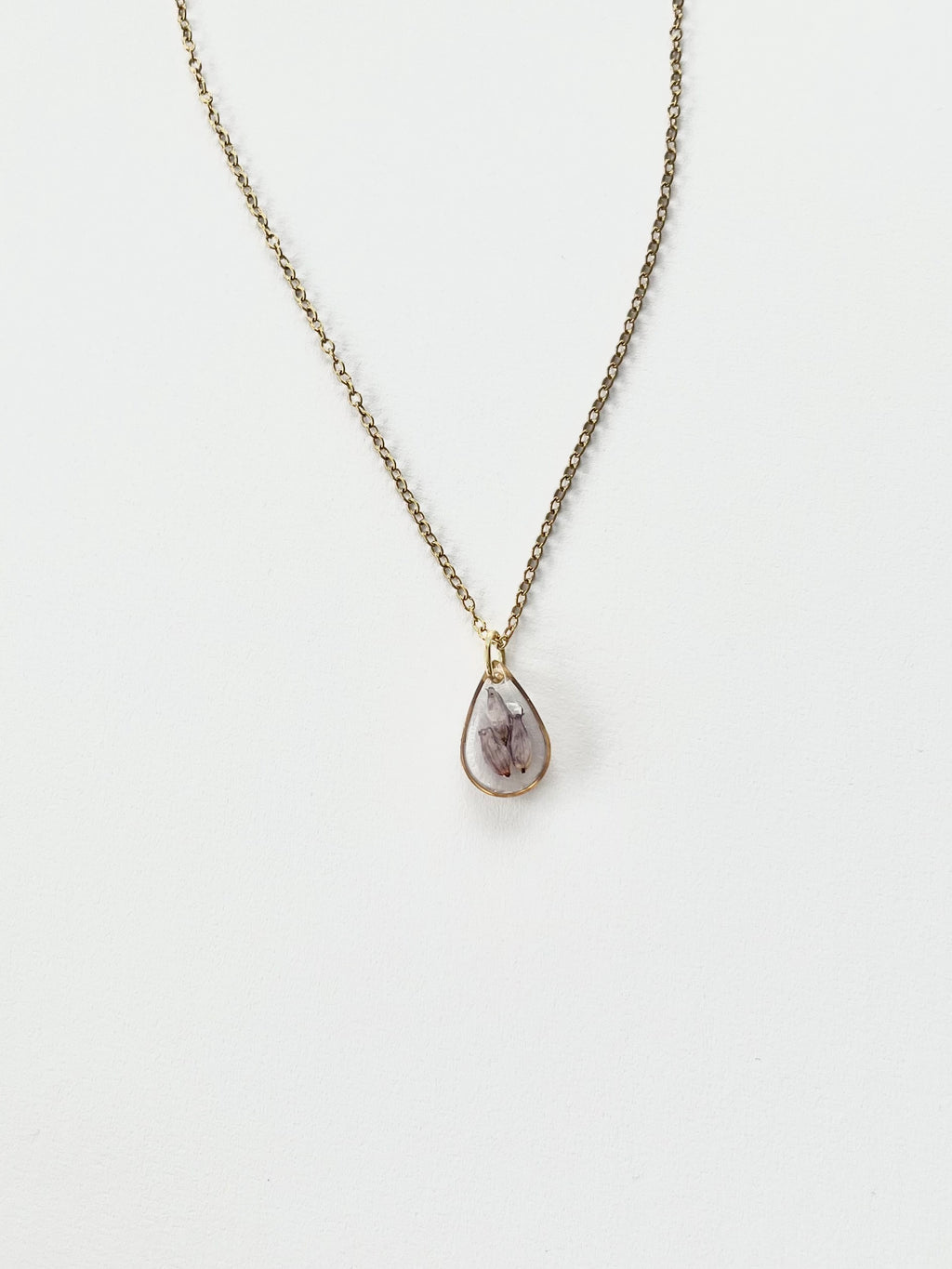 Gold Drop Scottish Heather Necklace (Small)