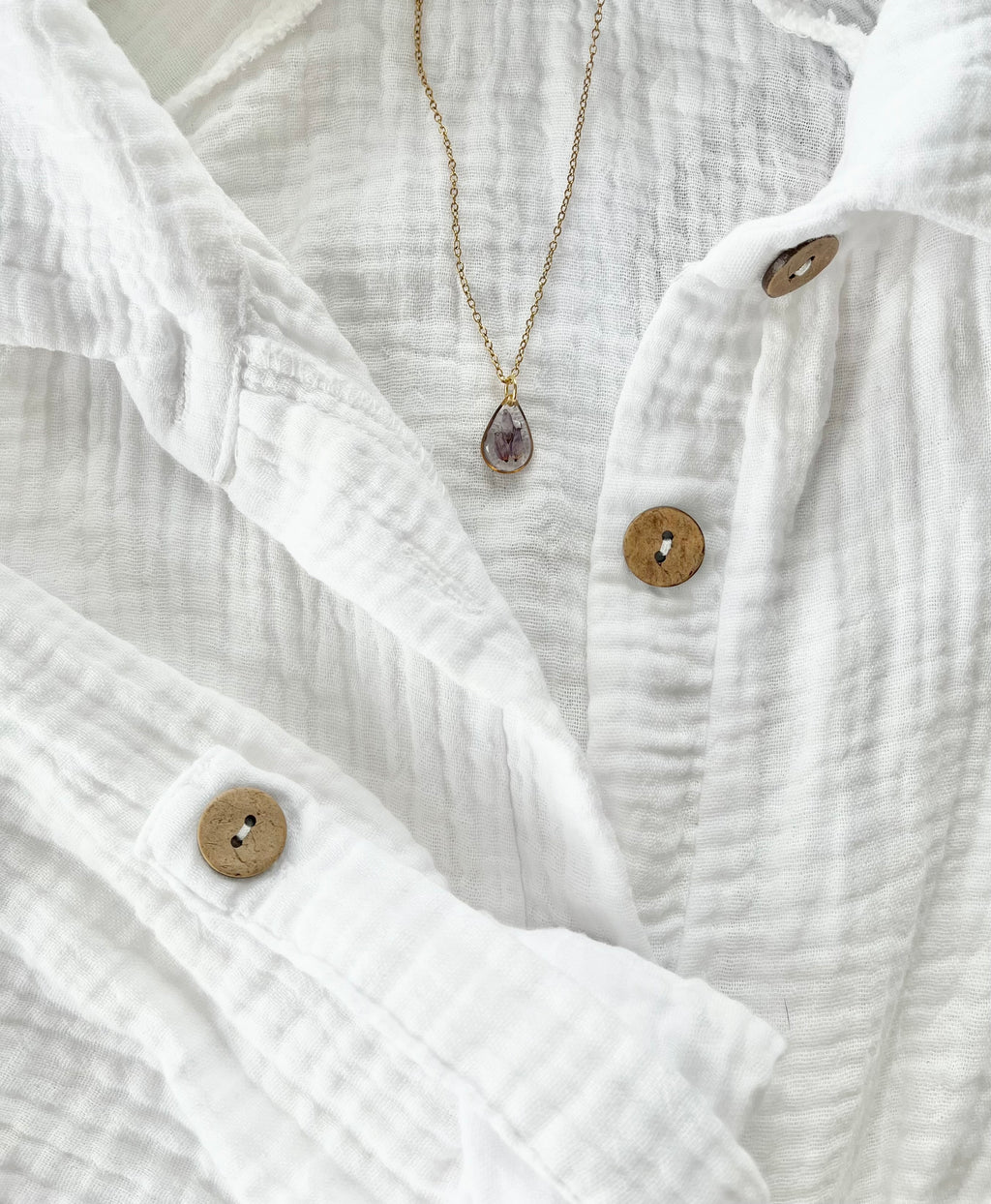 Gold Drop Scottish Heather Necklace (Small)