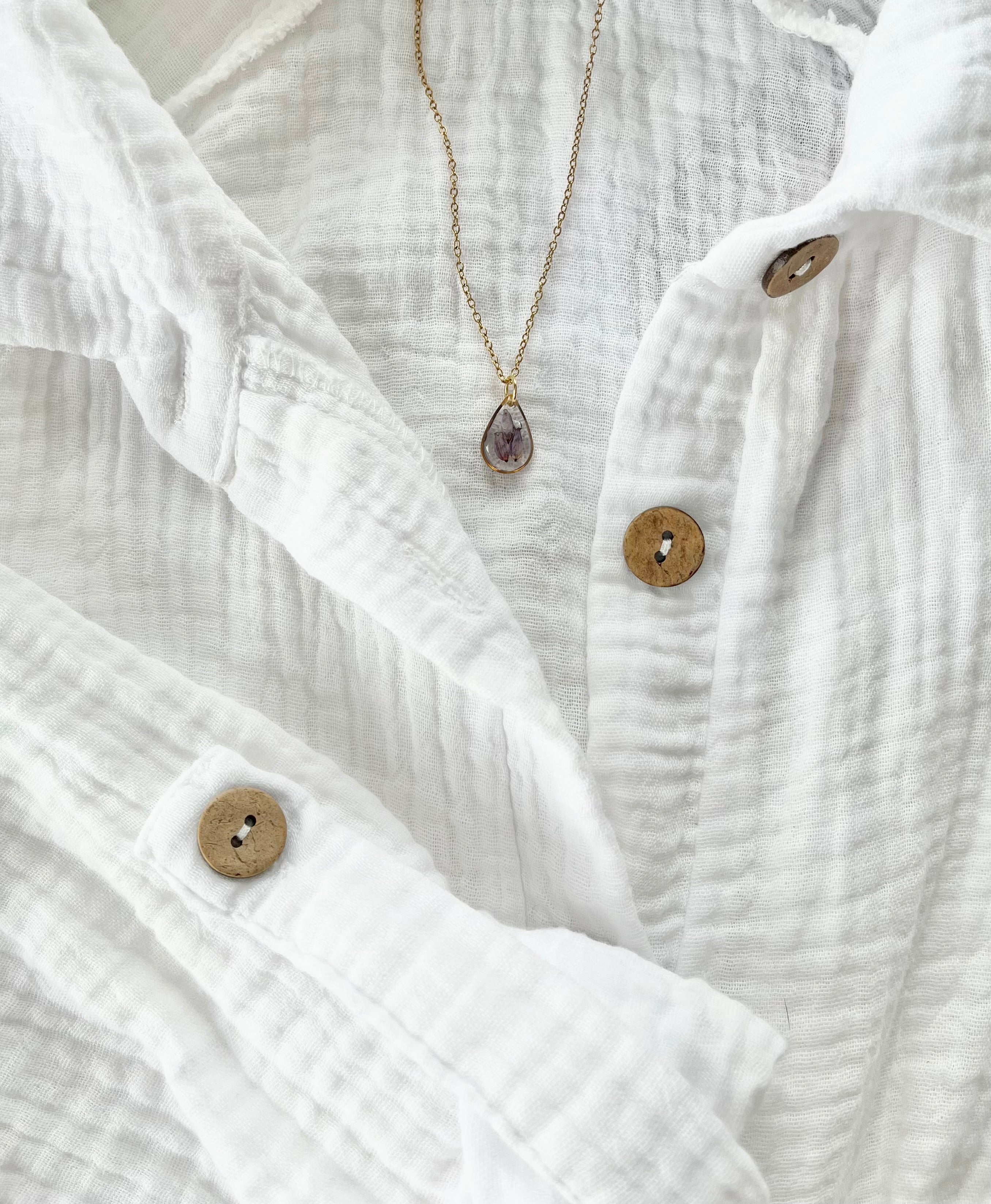 Gold Drop Scottish Heather Necklace (Small)