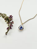 Gold Drop Blue Flower Necklace (Small)