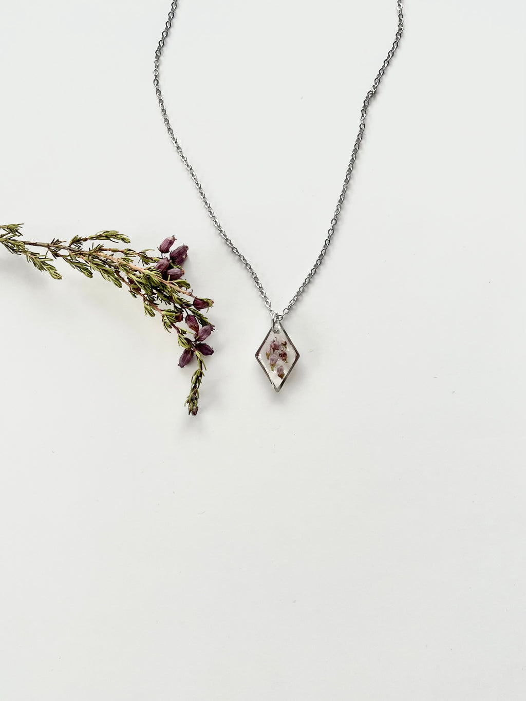 Silver Diamond Scottish Heather Necklace (Small)
