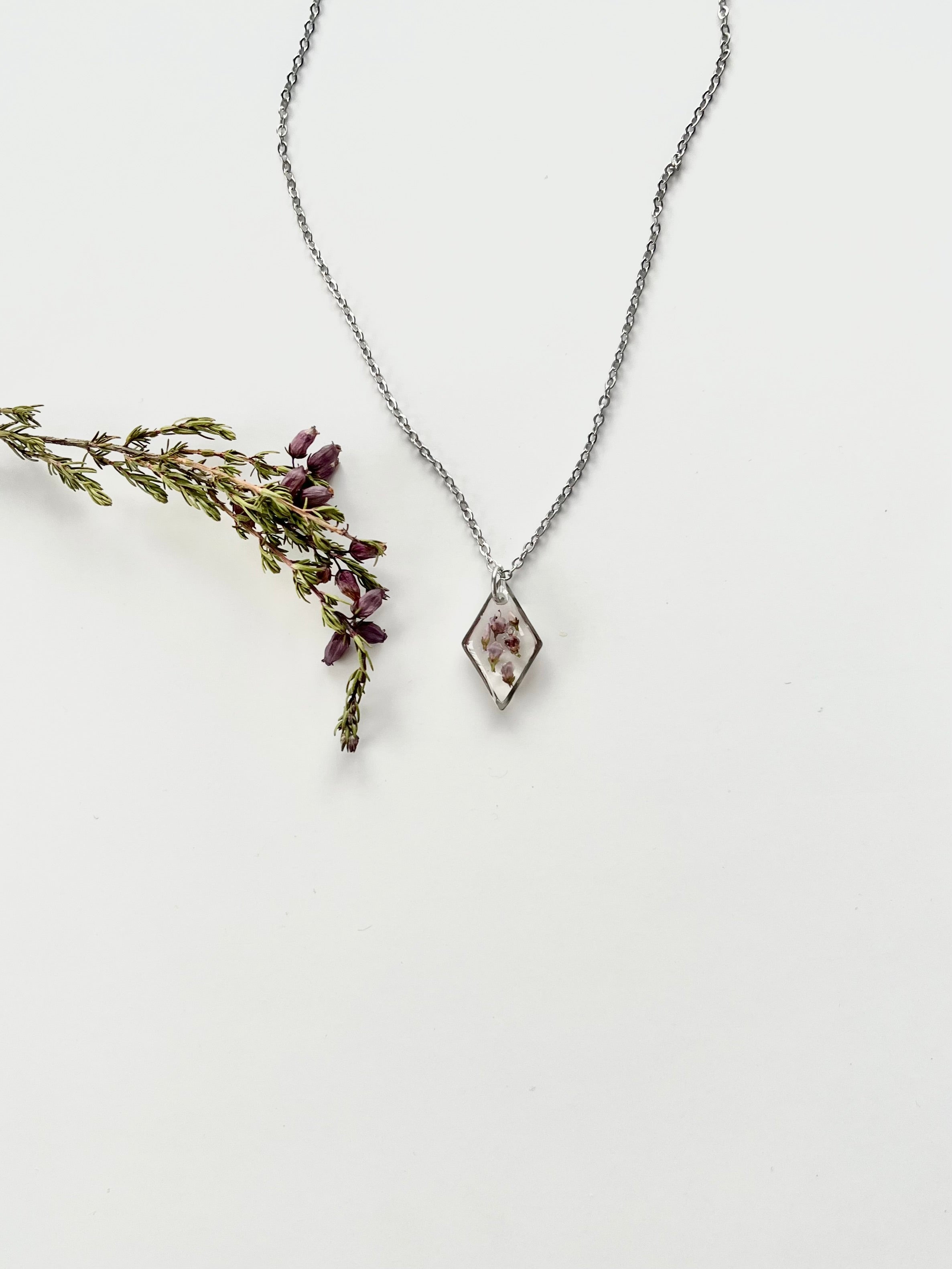 Silver Diamond Scottish Heather Necklace (Small)