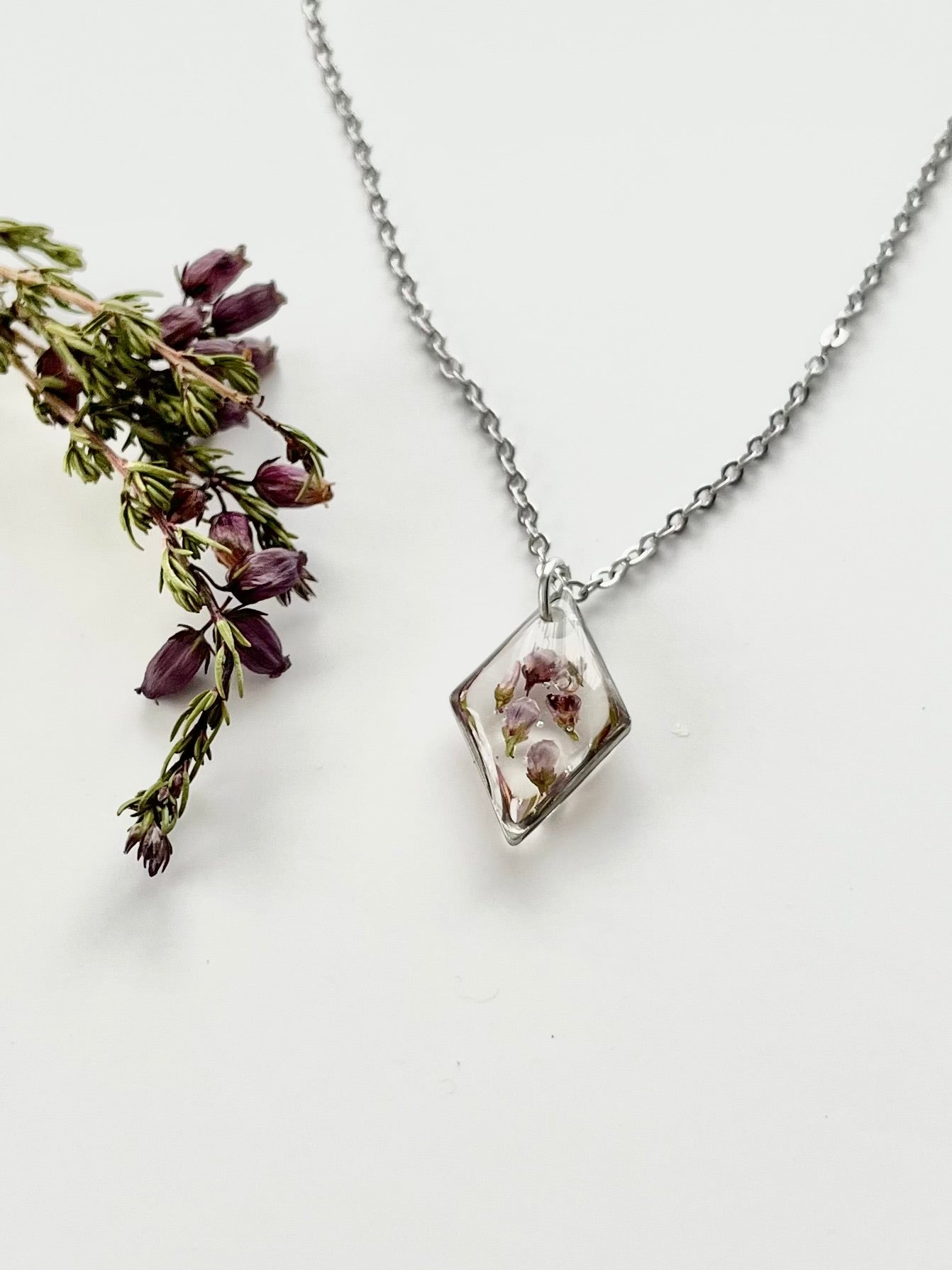 Silver Diamond Scottish Heather Necklace (Small)