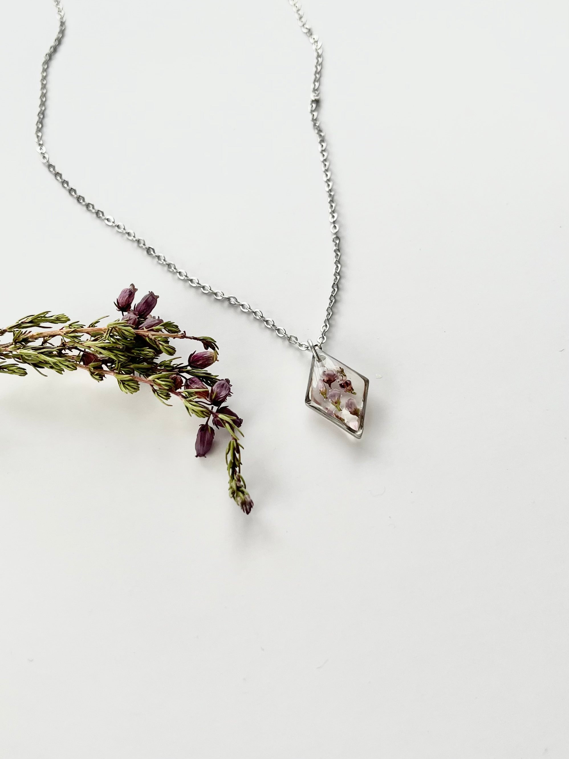 Silver Diamond Scottish Heather Necklace (Small)