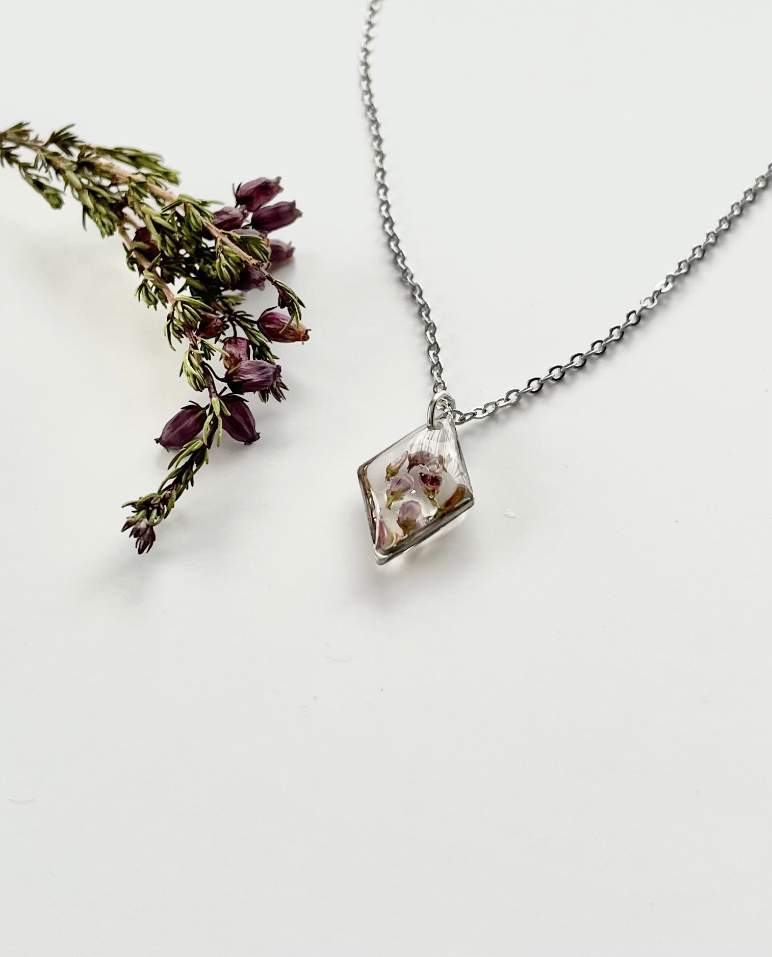 Silver Diamond Scottish Heather Necklace (Small)