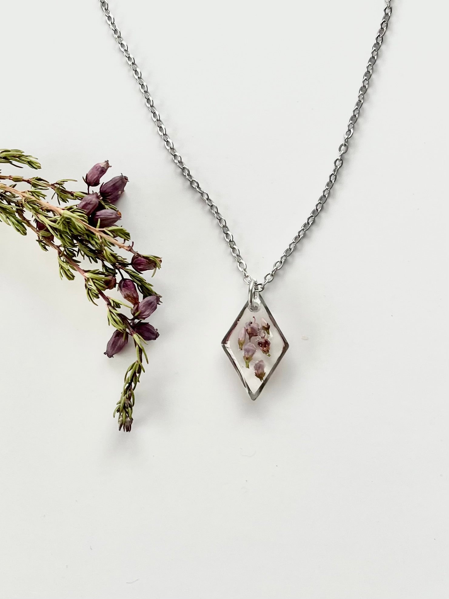 Silver Diamond Scottish Heather Necklace (Small)
