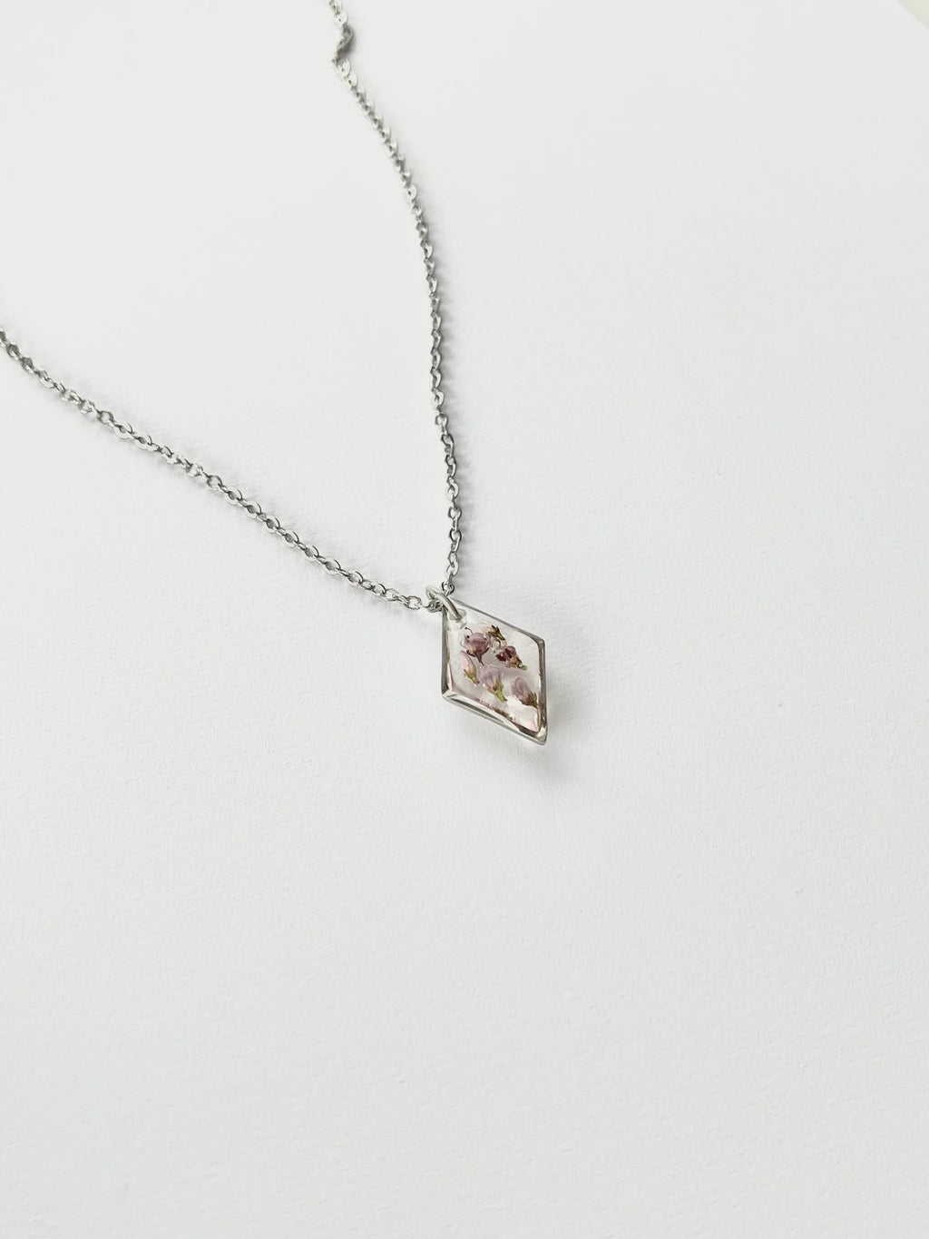 Silver Diamond Scottish Heather Necklace (Small)