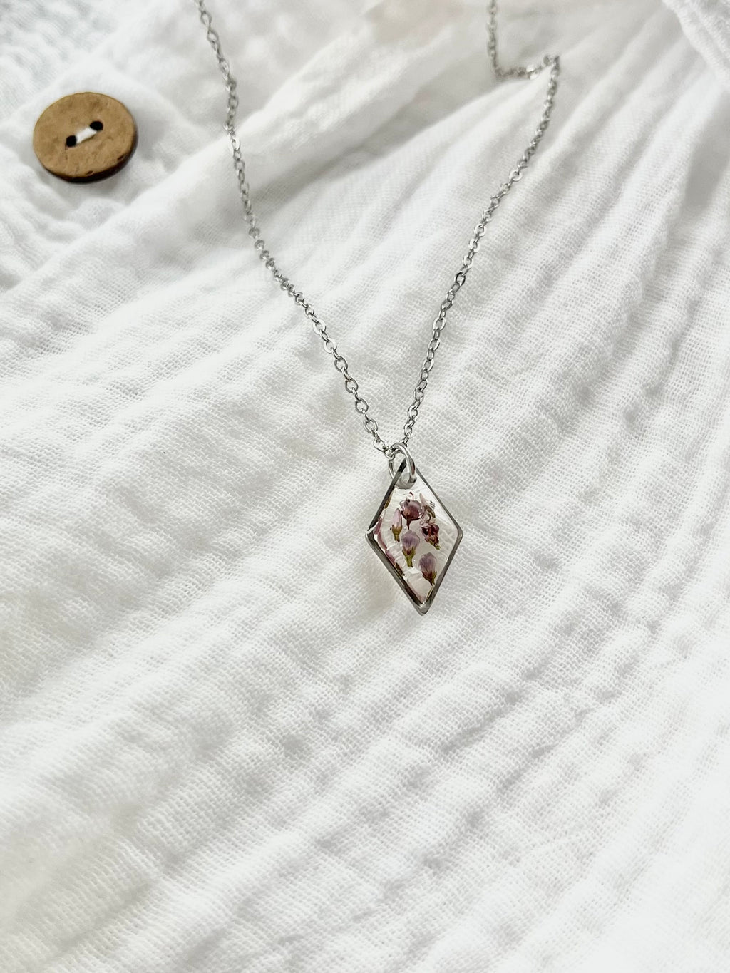 Silver Diamond Scottish Heather Necklace (Small)