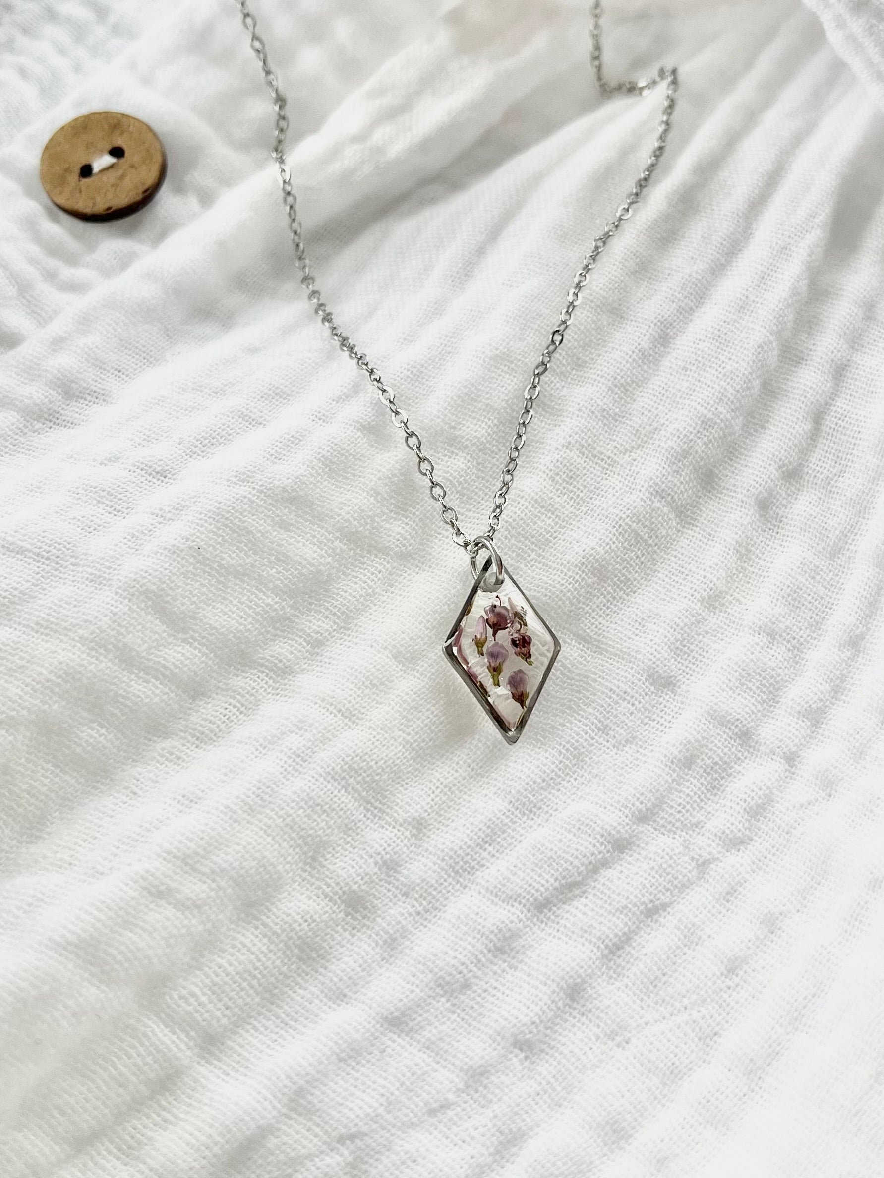 Silver Diamond Scottish Heather Necklace (Small)