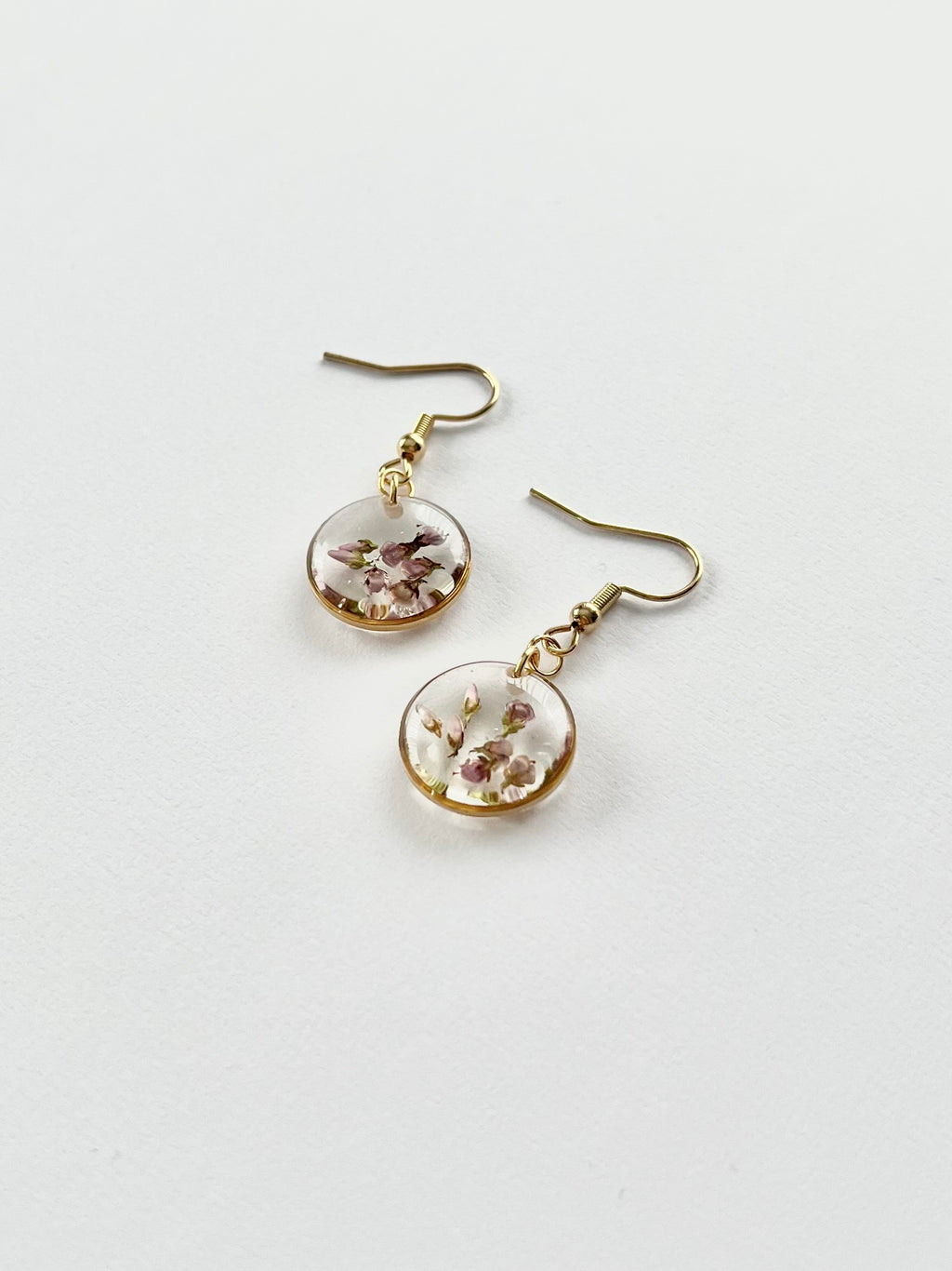 Gold Round Scottish Heather Earrings (Small)