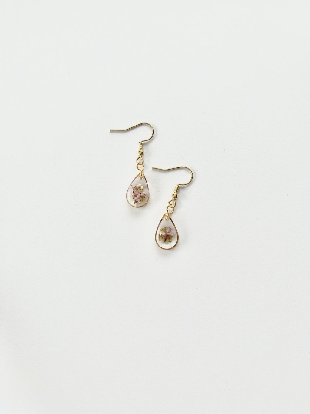 Gold Drop Scottish Heather Earrings (Small)