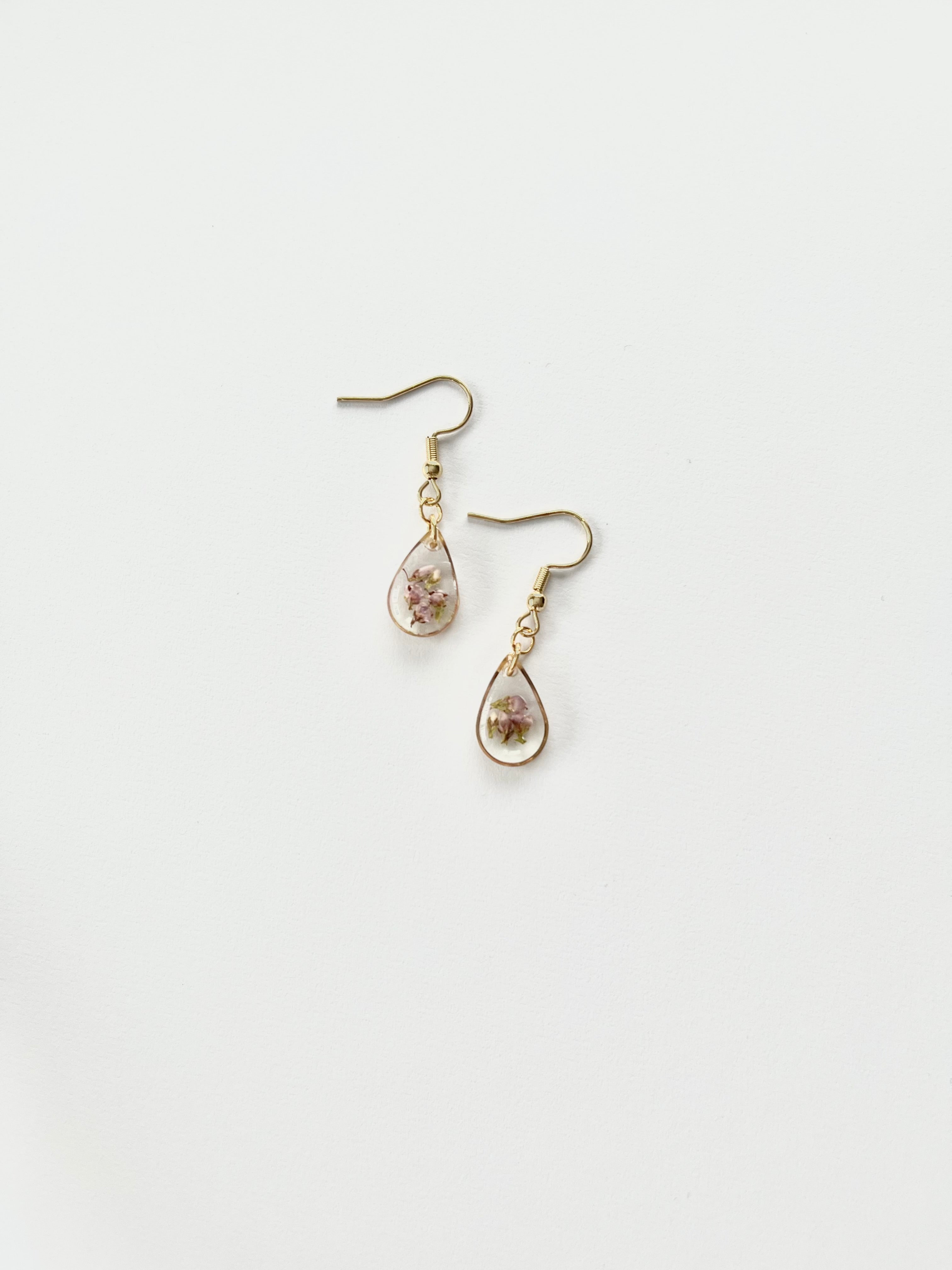 Gold Drop Scottish Heather Earrings (Small)