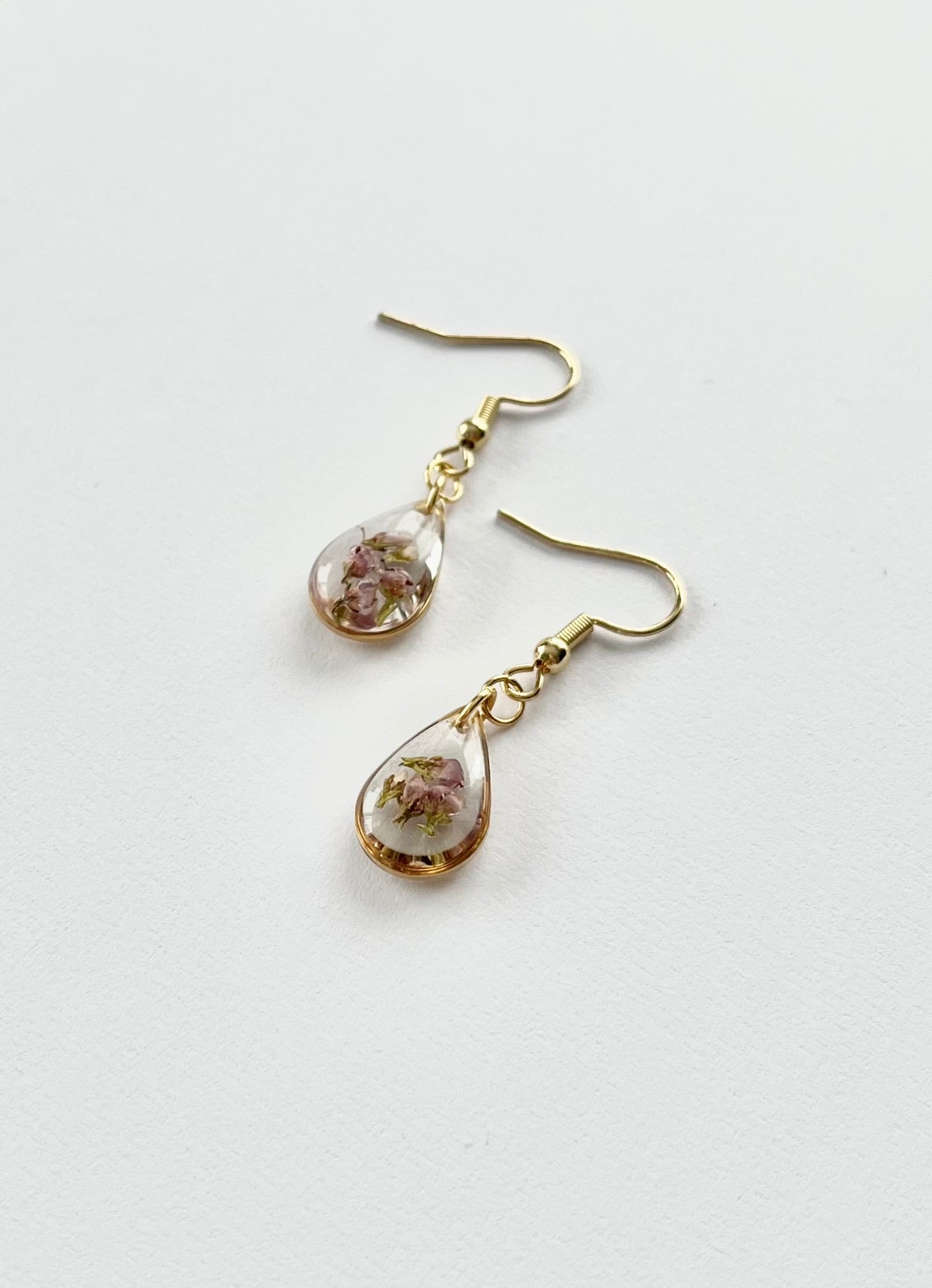 Gold Drop Scottish Heather Earrings (Small)