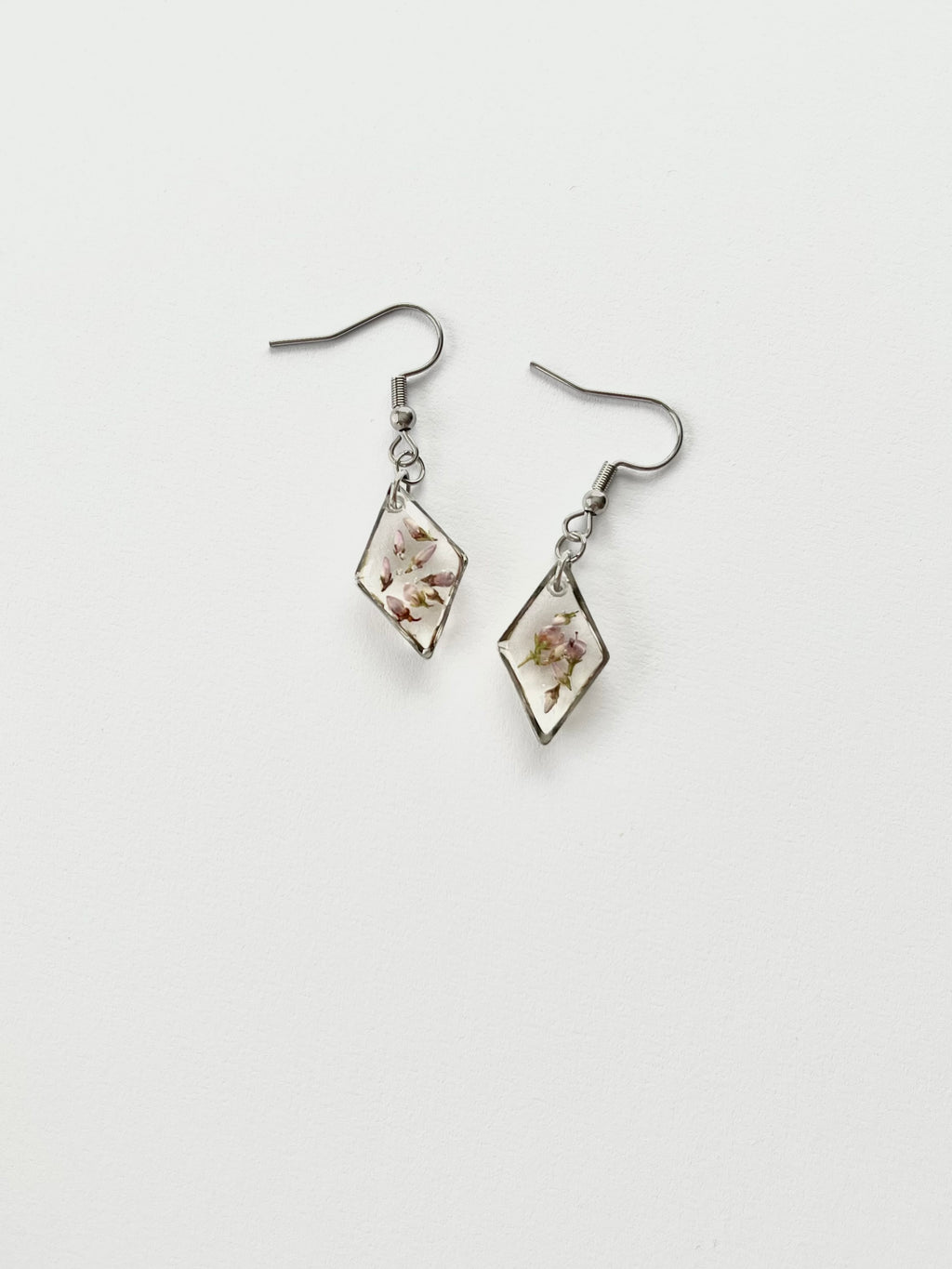 Silver Diamond Scottish Heather Earrings (Small)