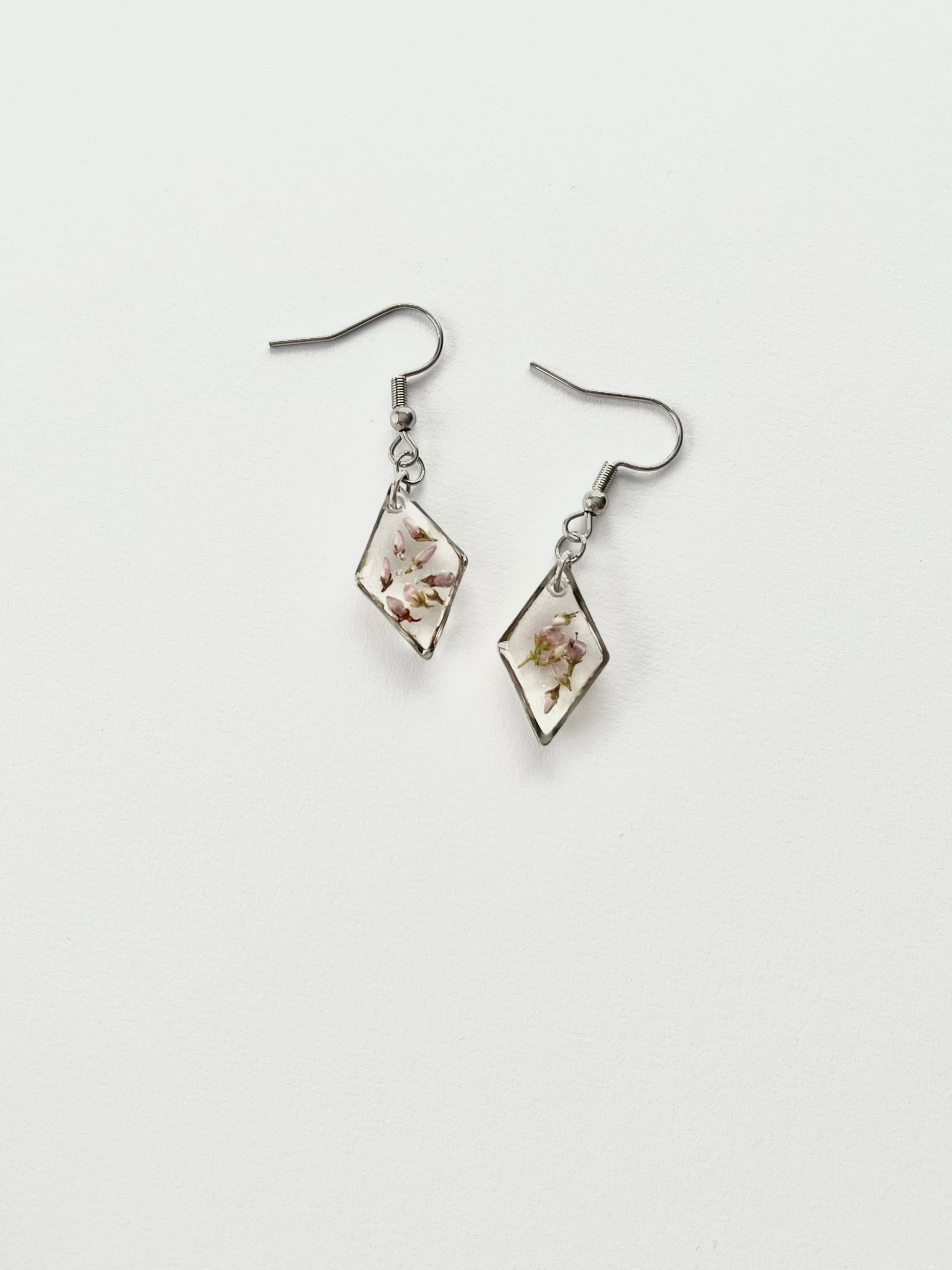 Silver Diamond Scottish Heather Earrings (Small)