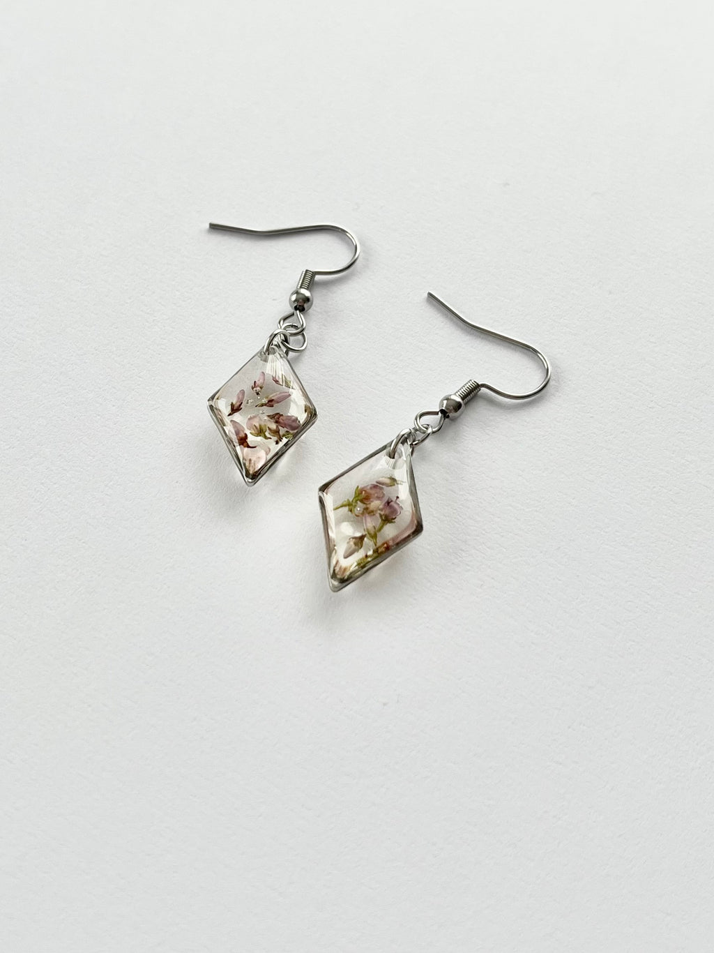 Silver Diamond Scottish Heather Earrings (Small)