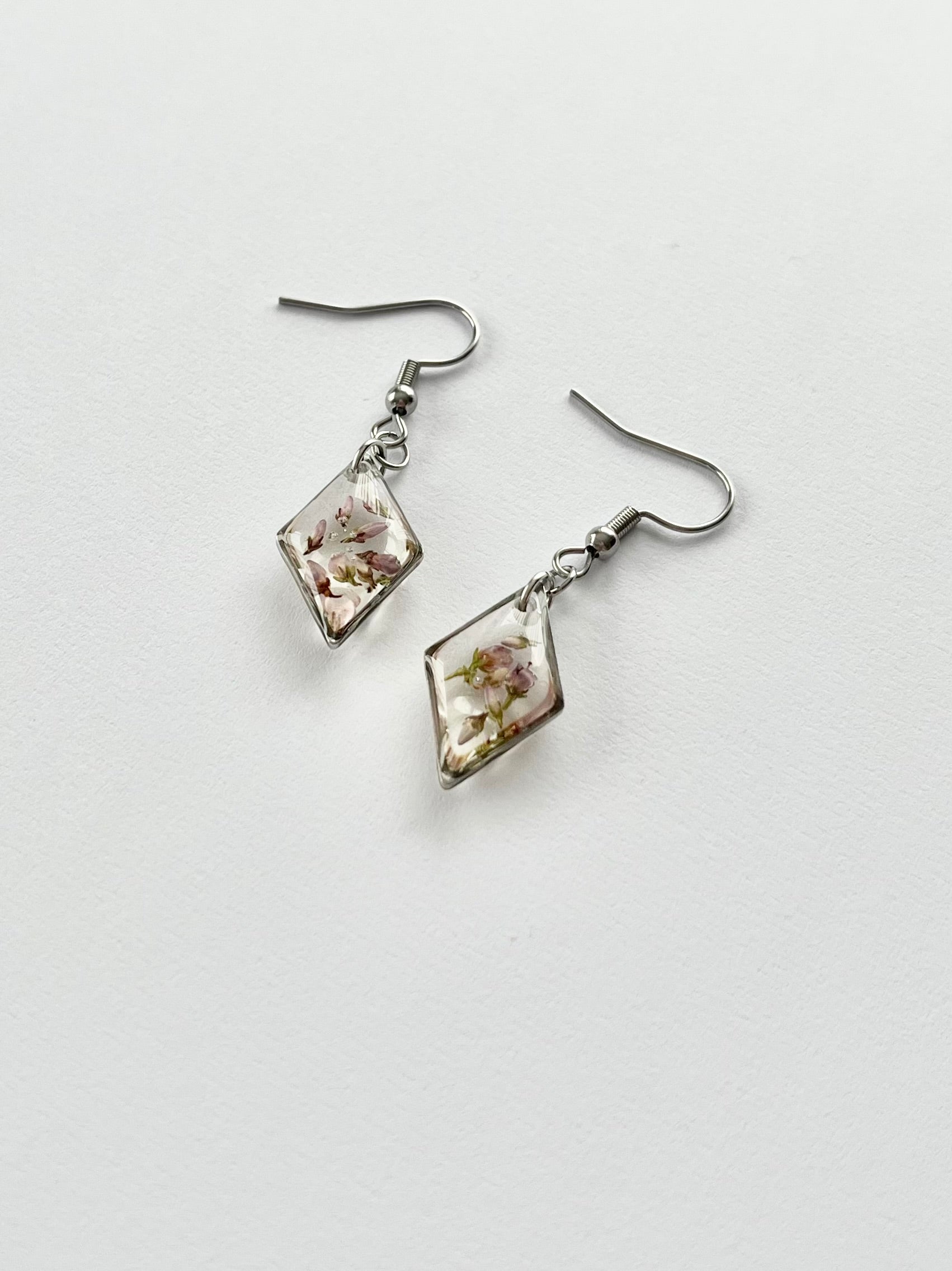 Silver Diamond Scottish Heather Earrings (Small)