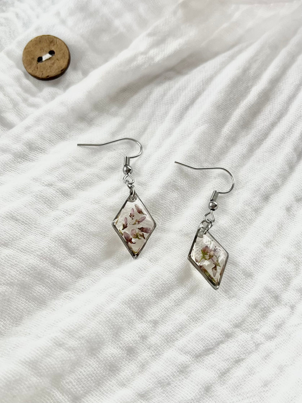 Silver Diamond Scottish Heather Earrings (Small)
