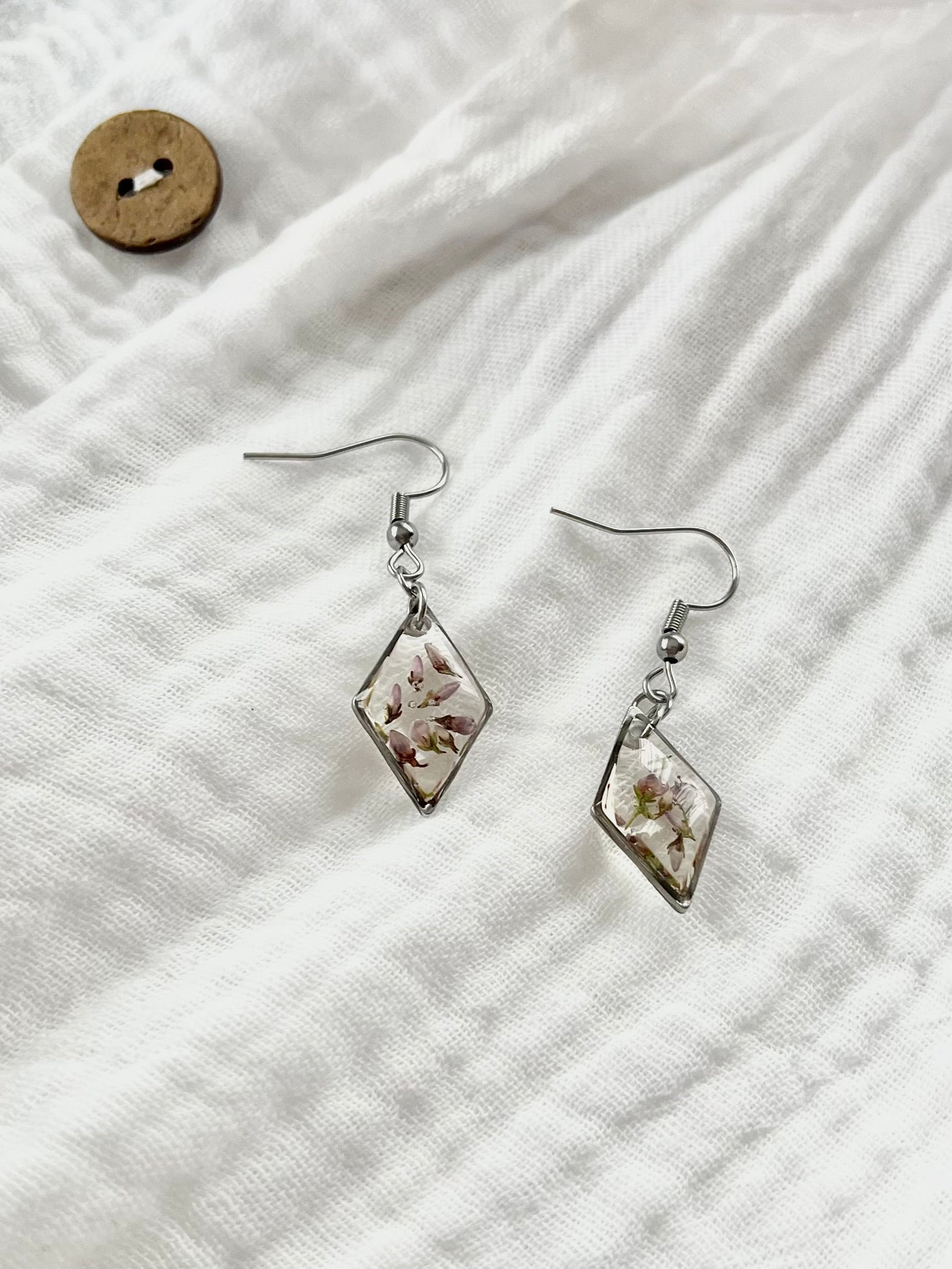 Silver Diamond Scottish Heather Earrings (Small)