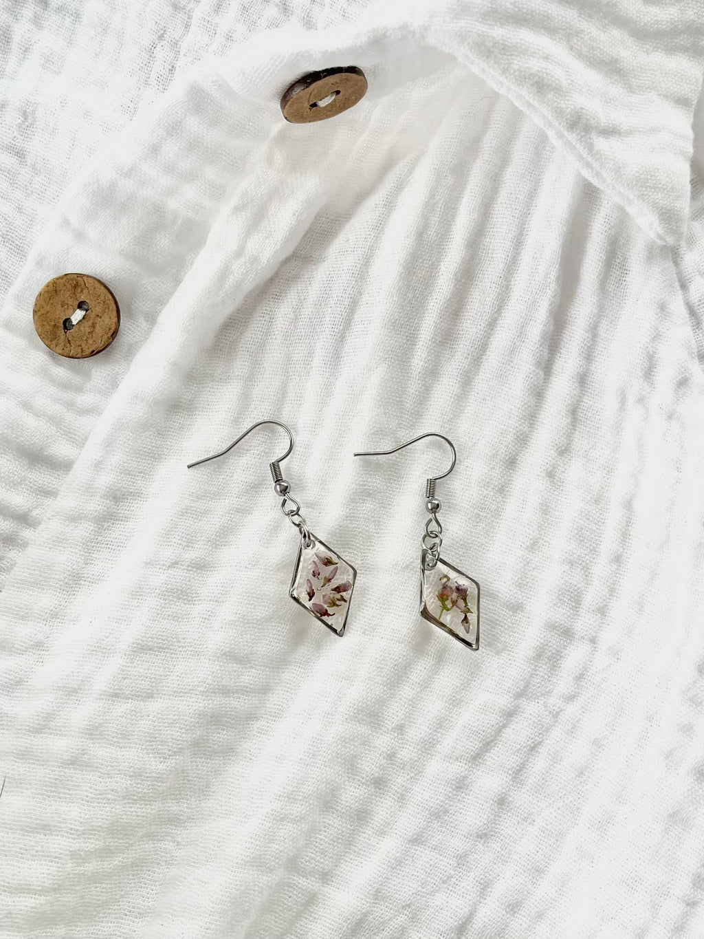Silver Diamond Scottish Heather Earrings (Small)