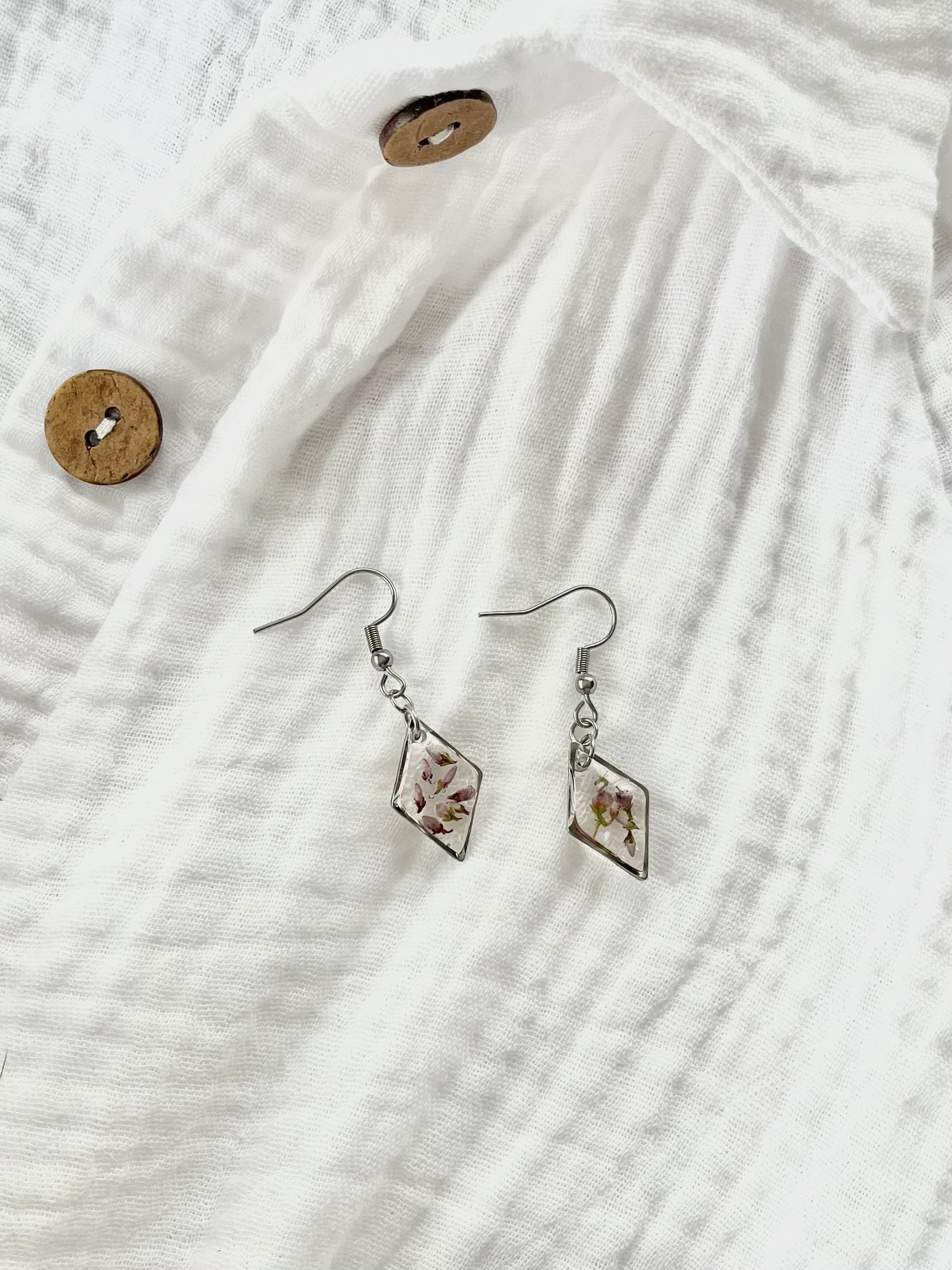 Silver Diamond Scottish Heather Earrings (Small)