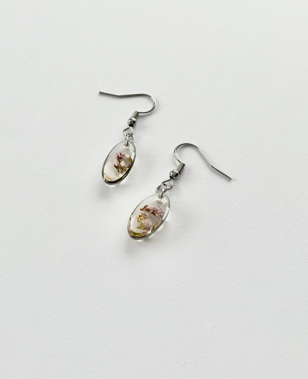 Silver Oval Scottish Heather Earrings (Small)