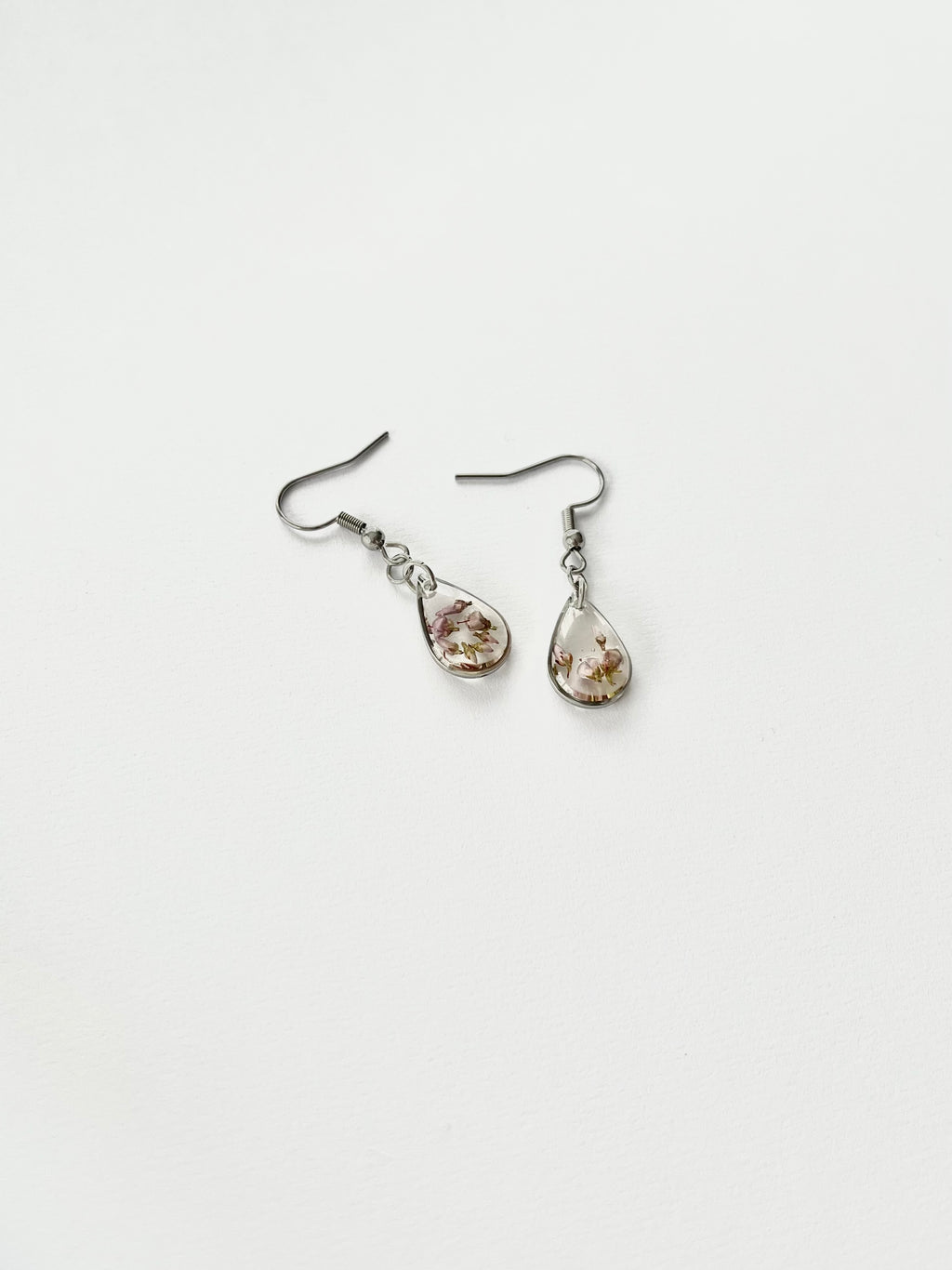 Silver Drop Scottish Heather Earrings (Small)