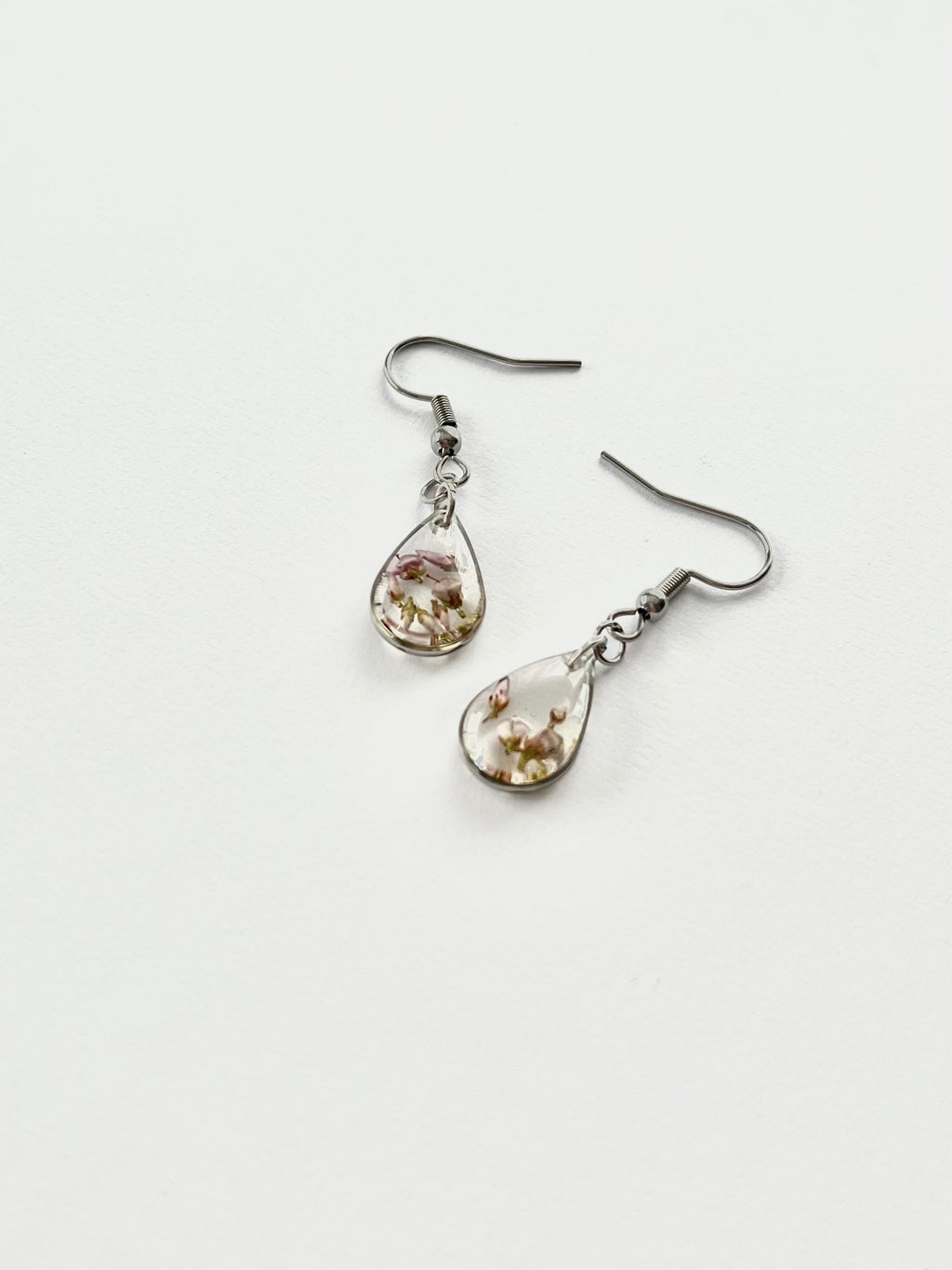 Silver Drop Scottish Heather Earrings (Small)