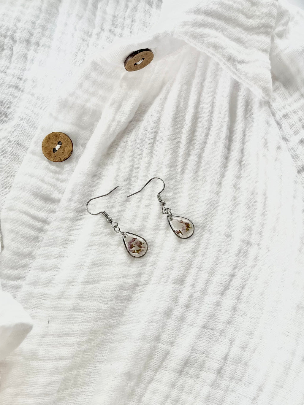 Silver Drop Scottish Heather Earrings (Small)