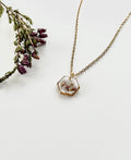Gold Hexagon Scottish Heather Necklace (Small)