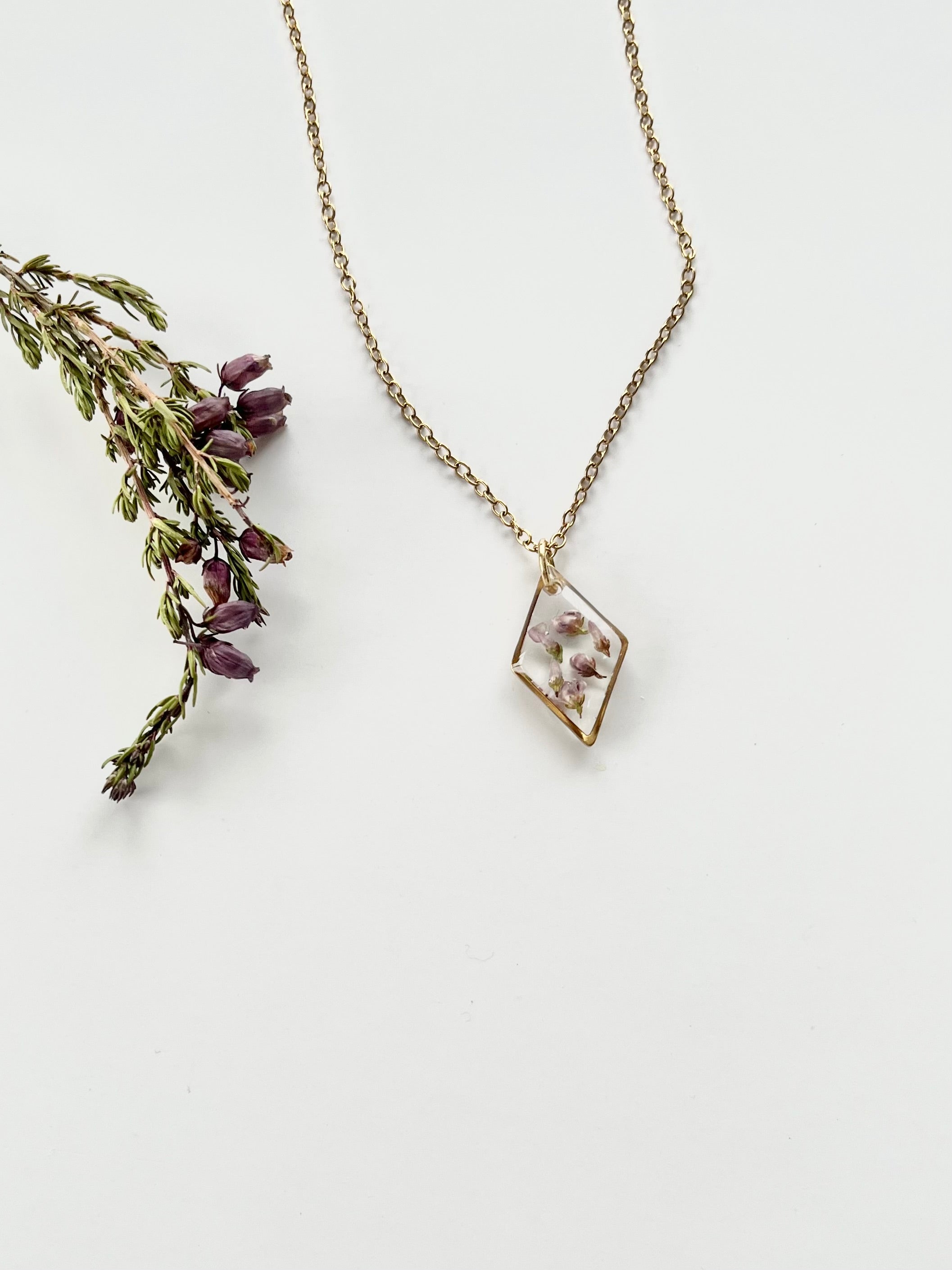 Gold Diamond Scottish Heather Necklace (Small)