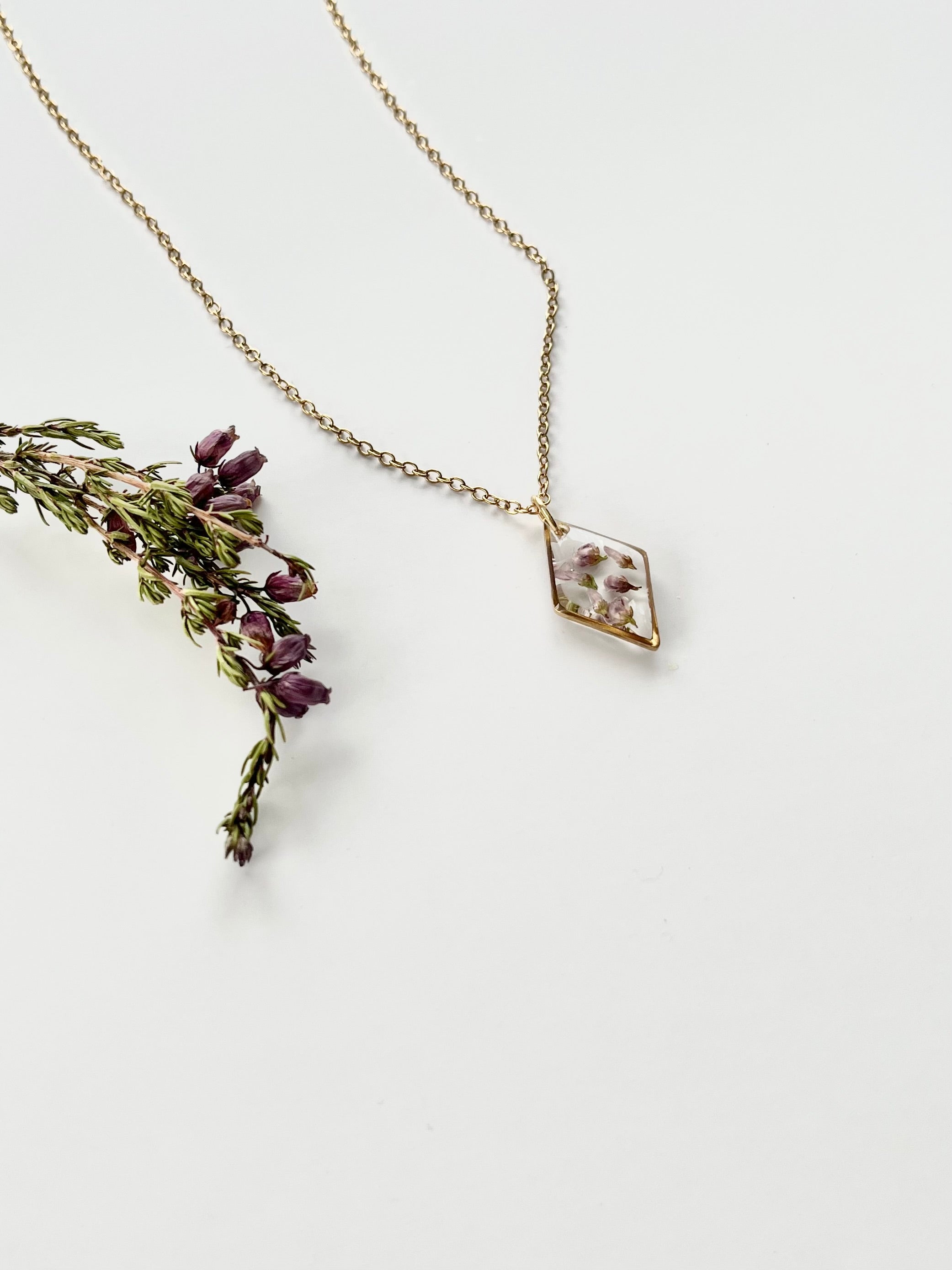 Gold Diamond Scottish Heather Necklace (Small)