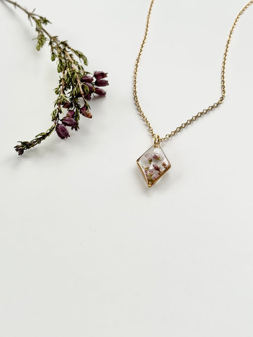 Gold Diamond Scottish Heather Necklace (Small)